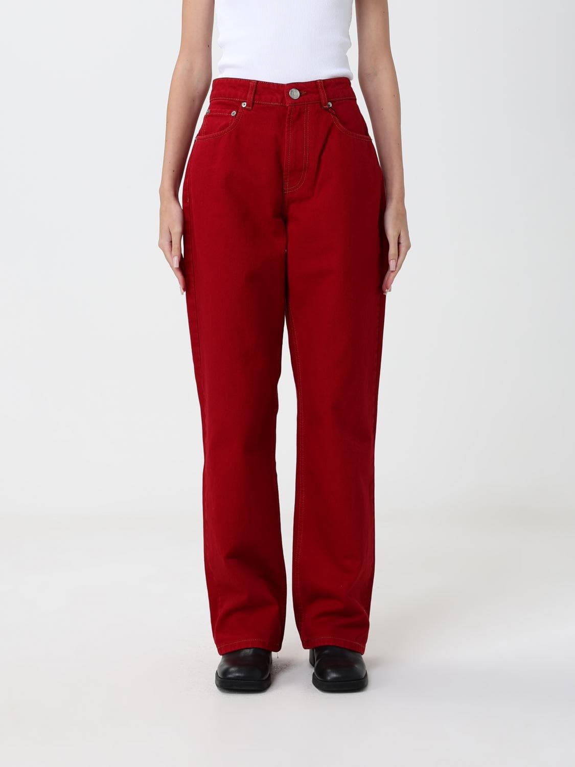 Ami Paris High-Waisted Wide Leg Cotton Denim Jeans