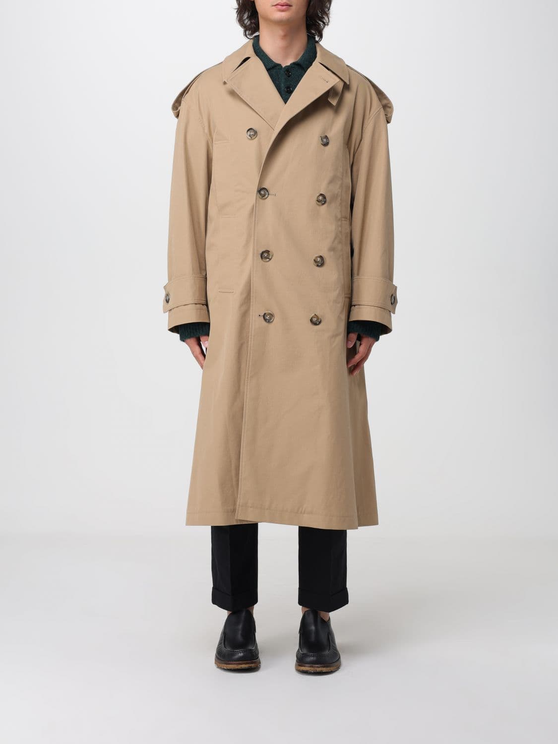 Ami Paris Relaxed Fit Double-Breasted Cotton Trench Coat