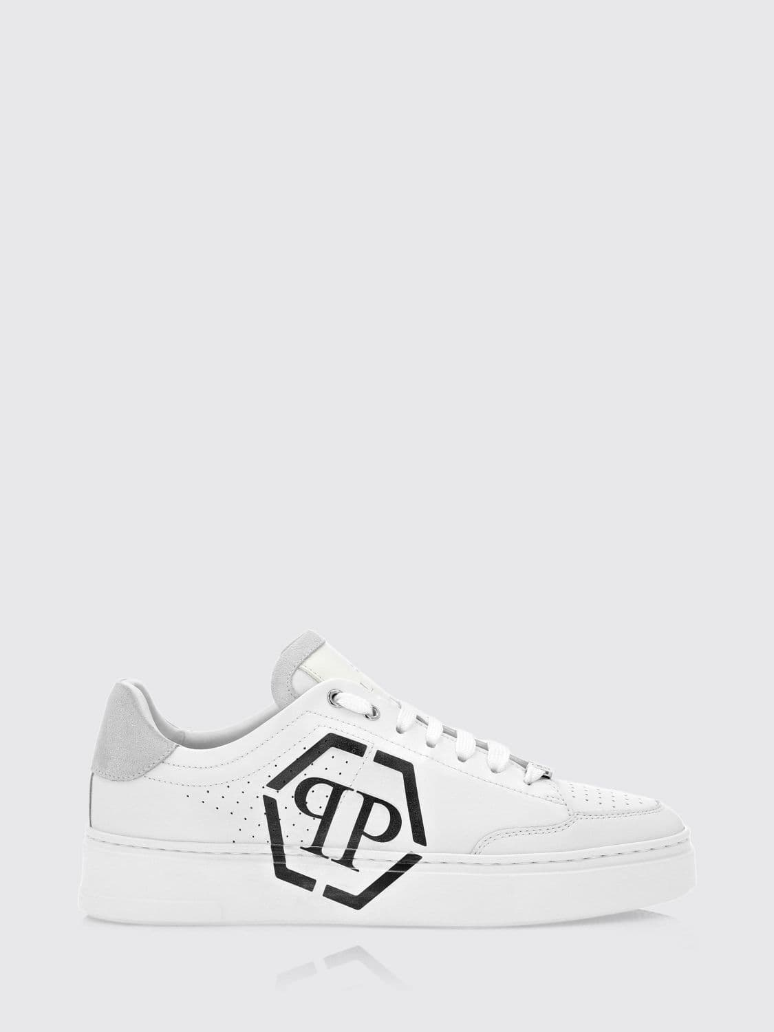 Philipp Plein Monogram Calf Leather Low-Top Sneakers with Hexagon Logo