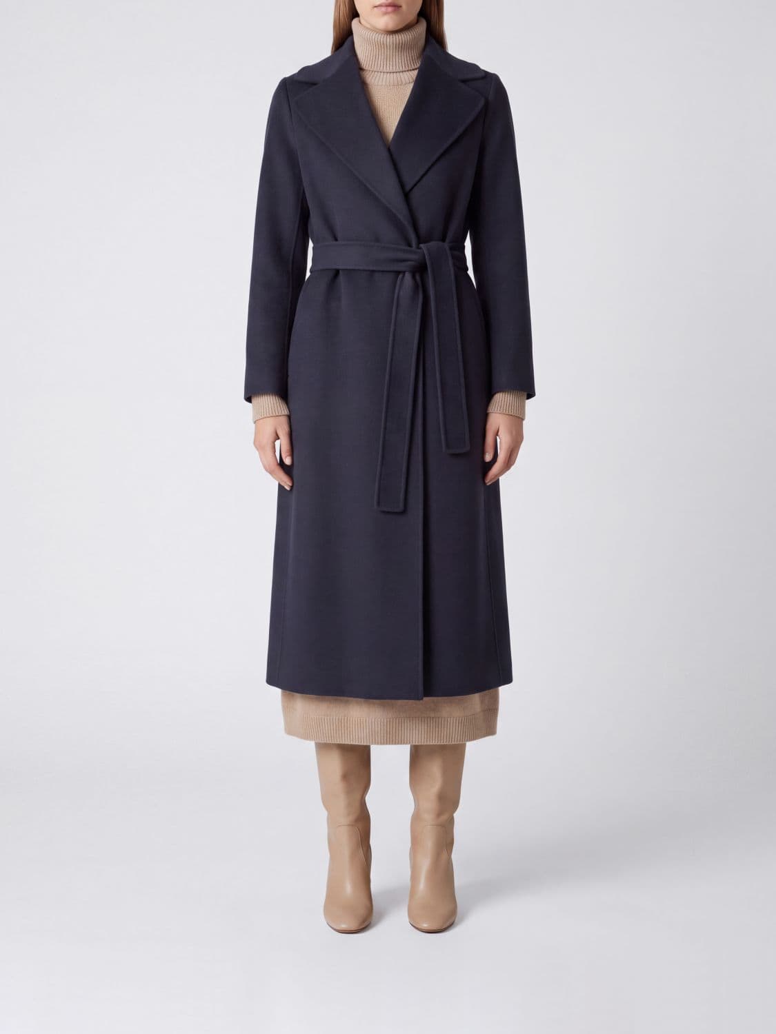 's Max Mara Long Belted Pure Wool Robe Coat