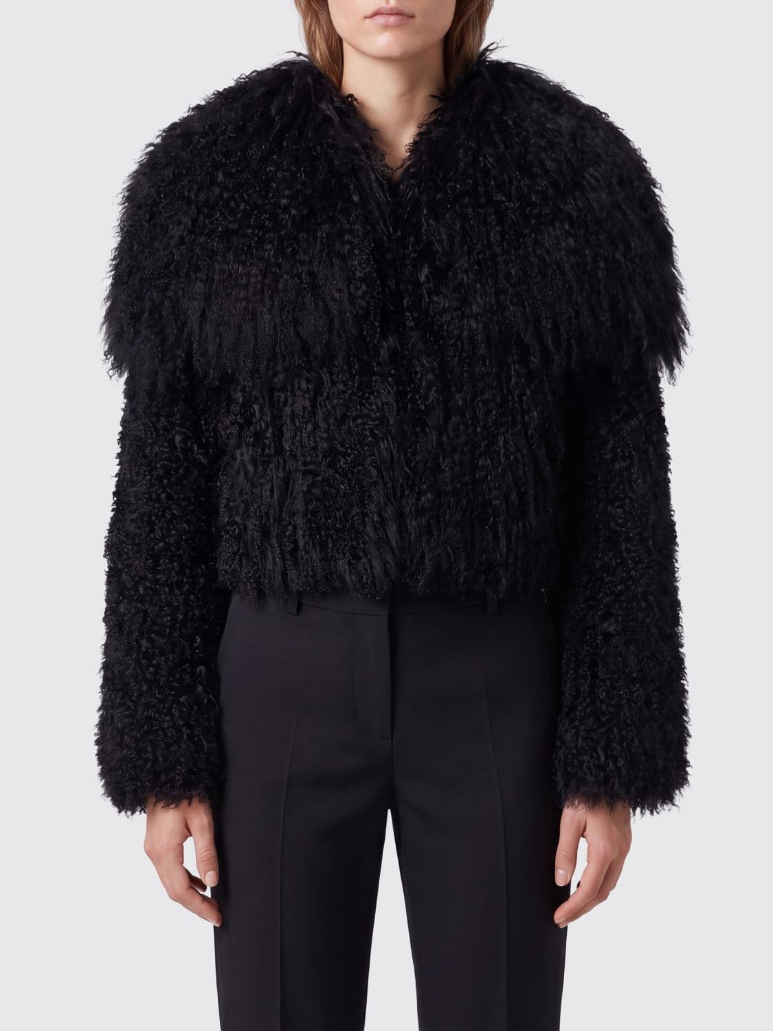 The Attico Short Faux Fur Coat with Shawl Collar · 40