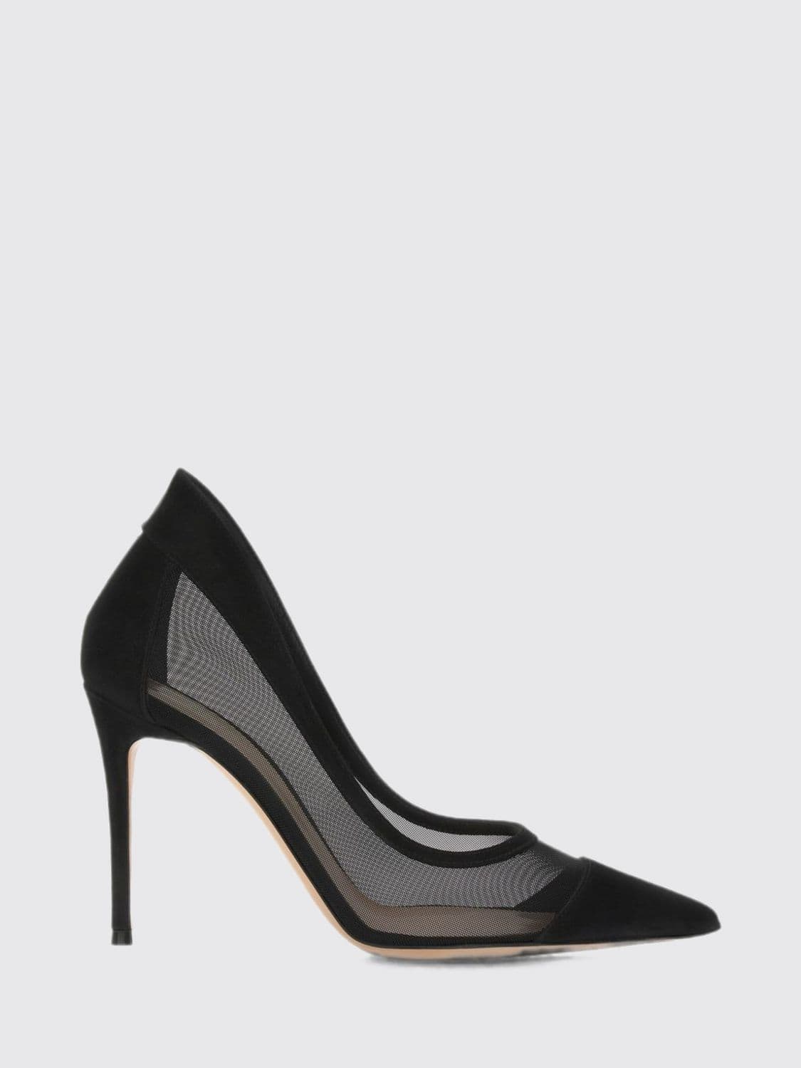 Gianvito Rossi Mesh and Suede Stiletto Pumps