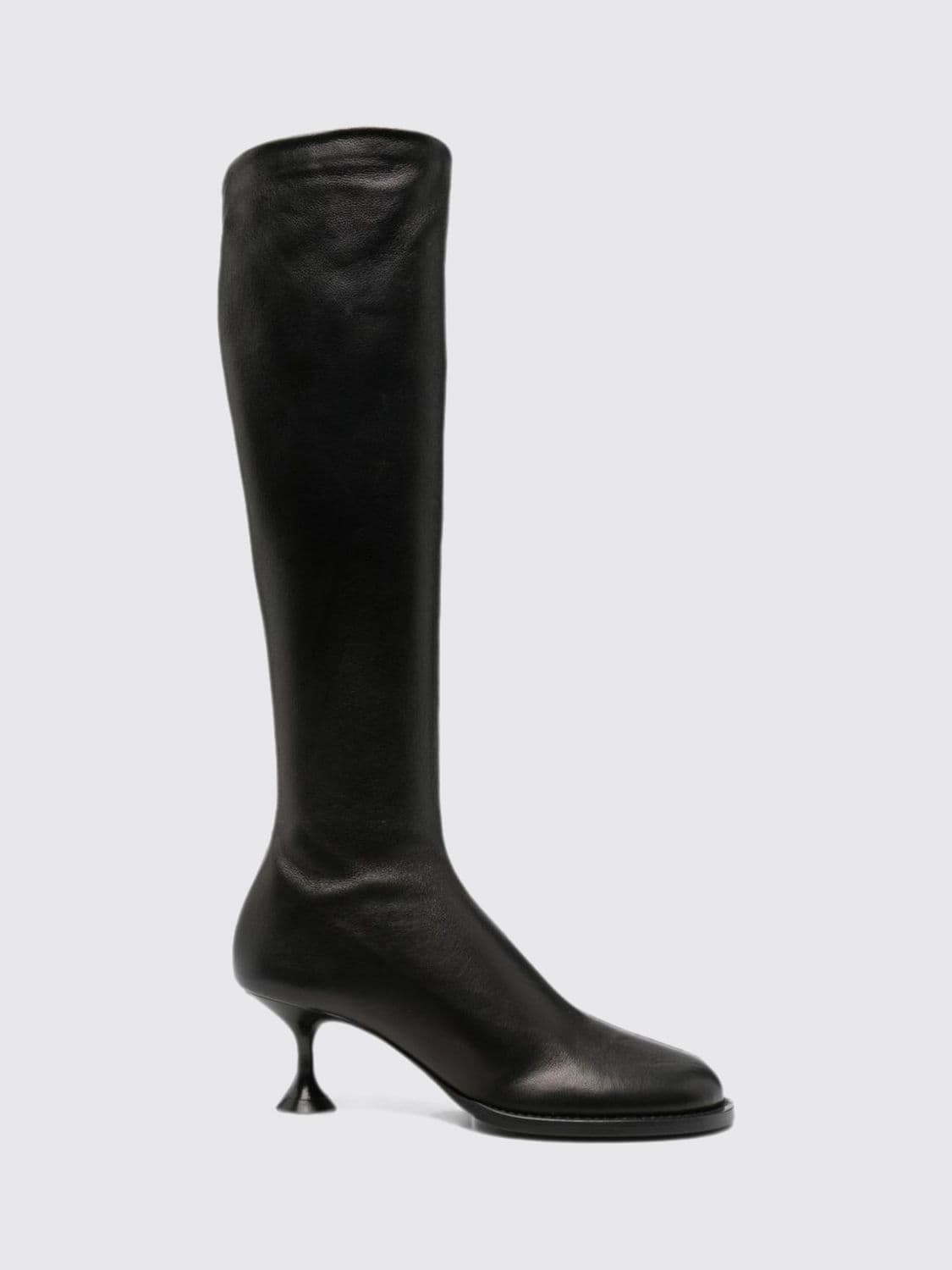 Sergio Rossi Orb Knee-High Lambskin Boots with Spool Heel