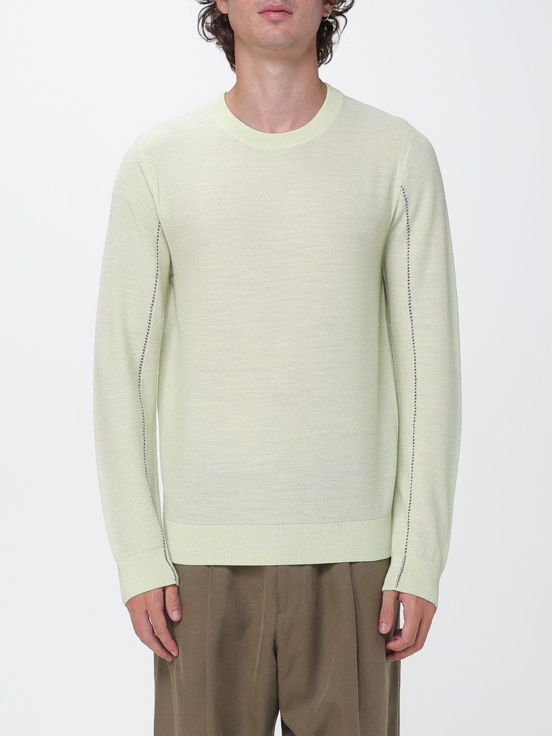 Paul Smith Crewneck Jumper in Pure Merino Wool with Ribbed Trims