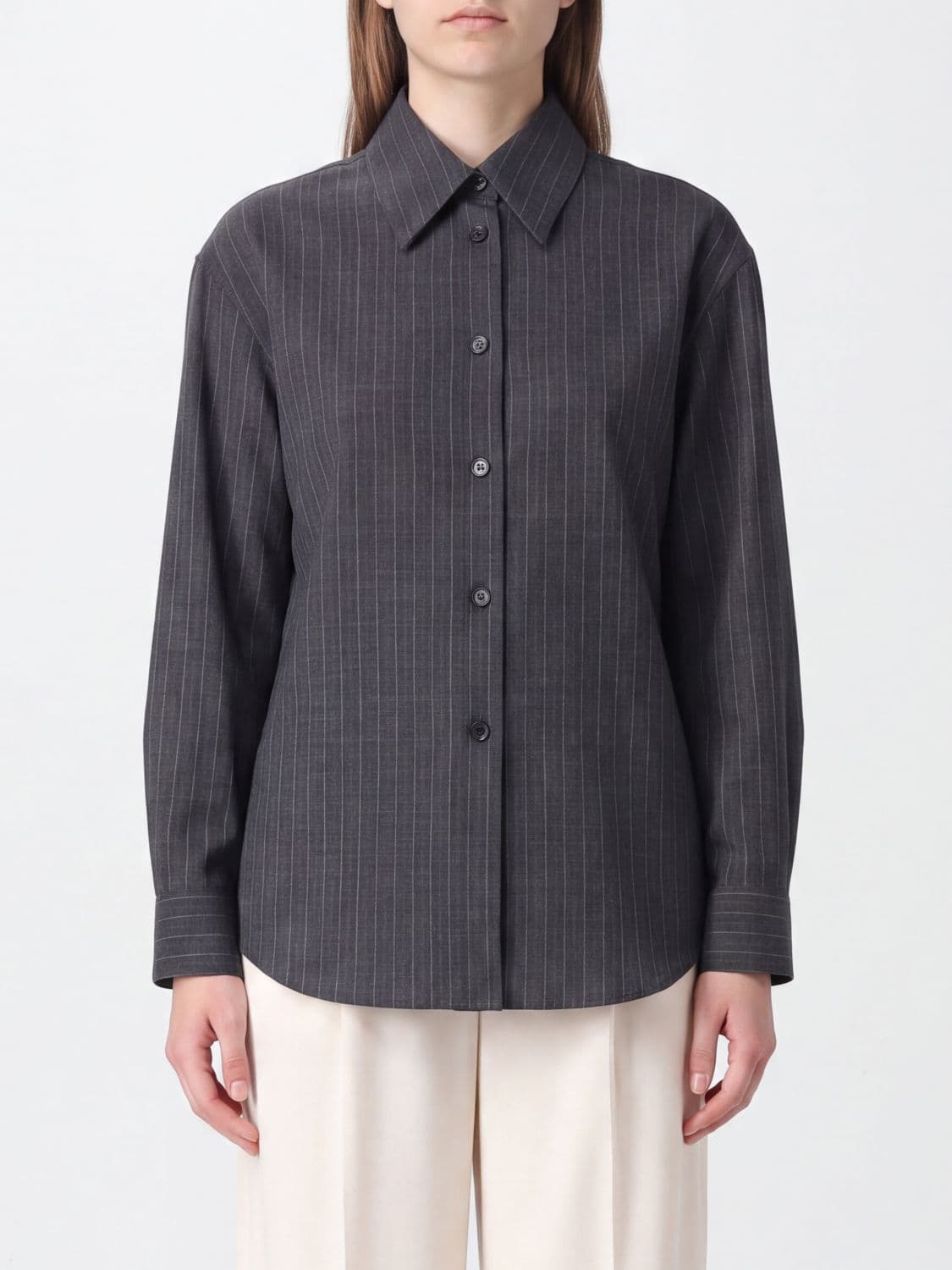 Jil Sander Striped Cotton Regular Fit Shirt with French Collar