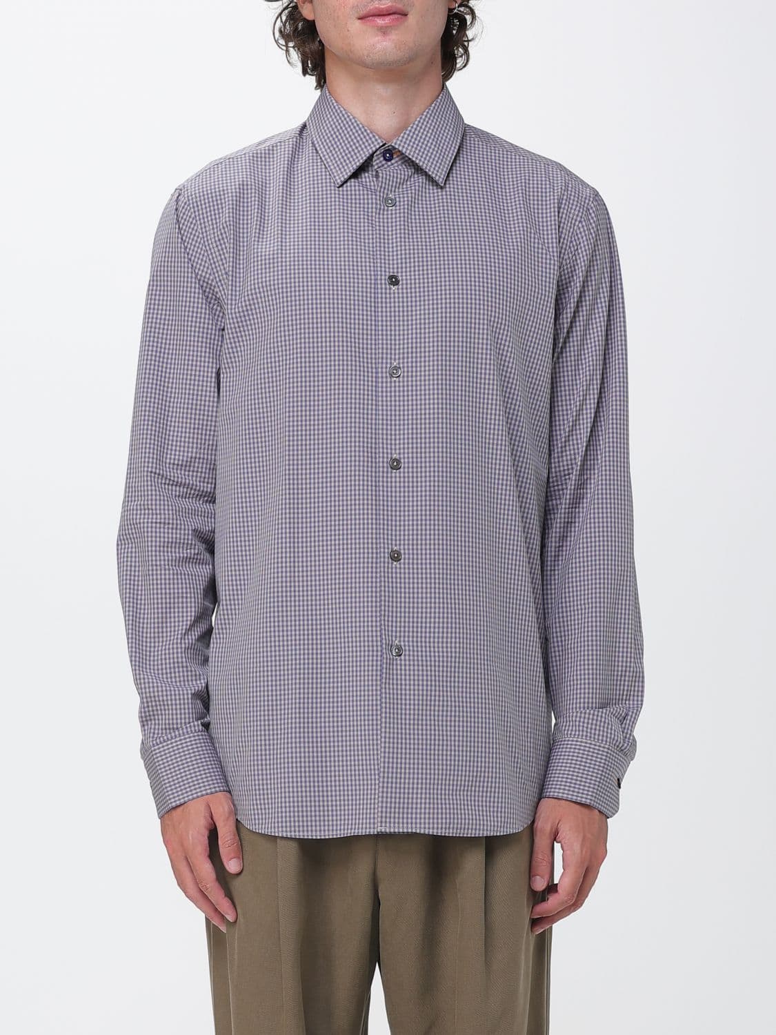 Paul Smith Long-Sleeve Gingham Cotton Shirt with French Collar
