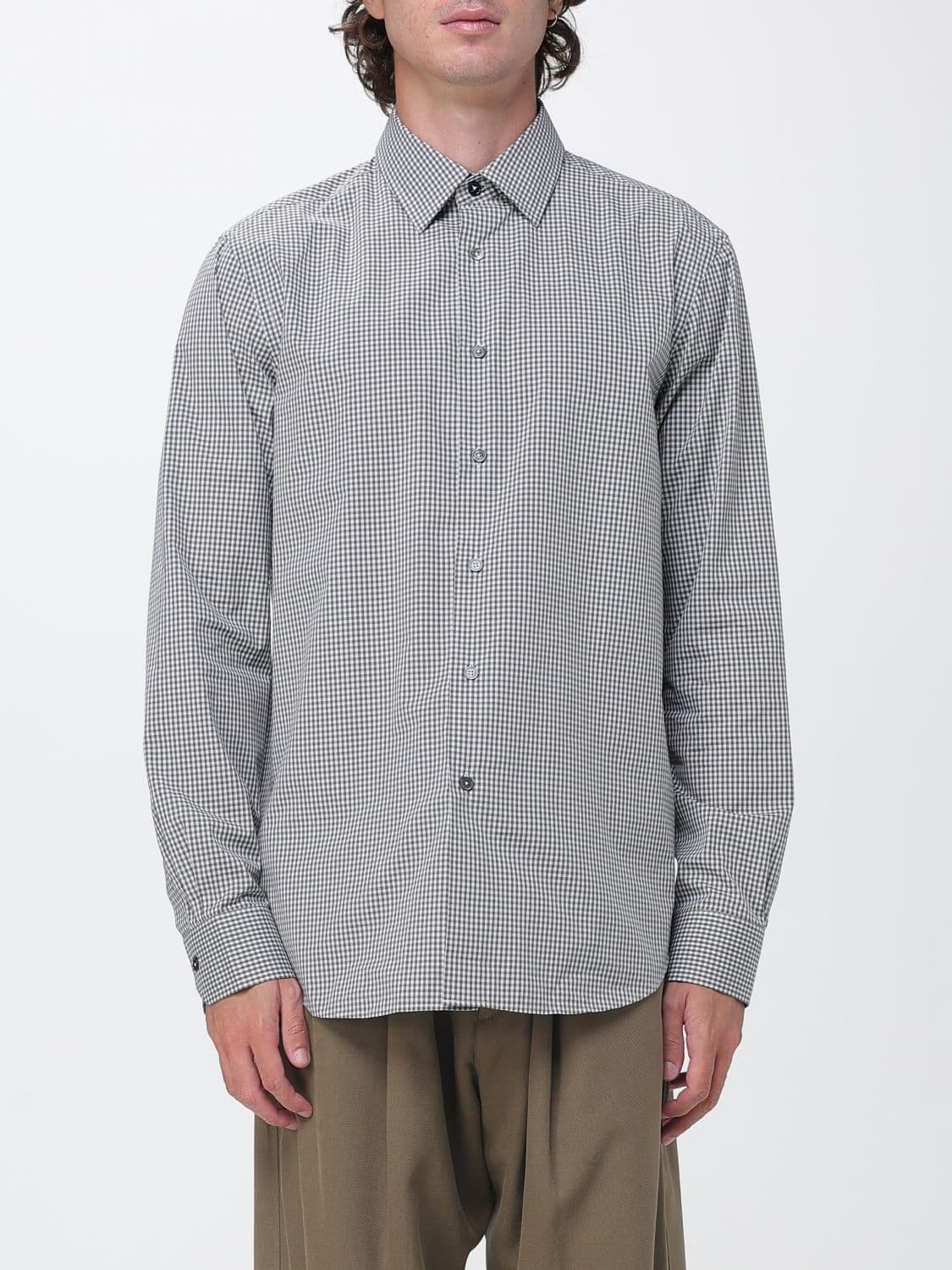 Paul Smith Long-Sleeve Gingham Cotton Shirt with French Collar