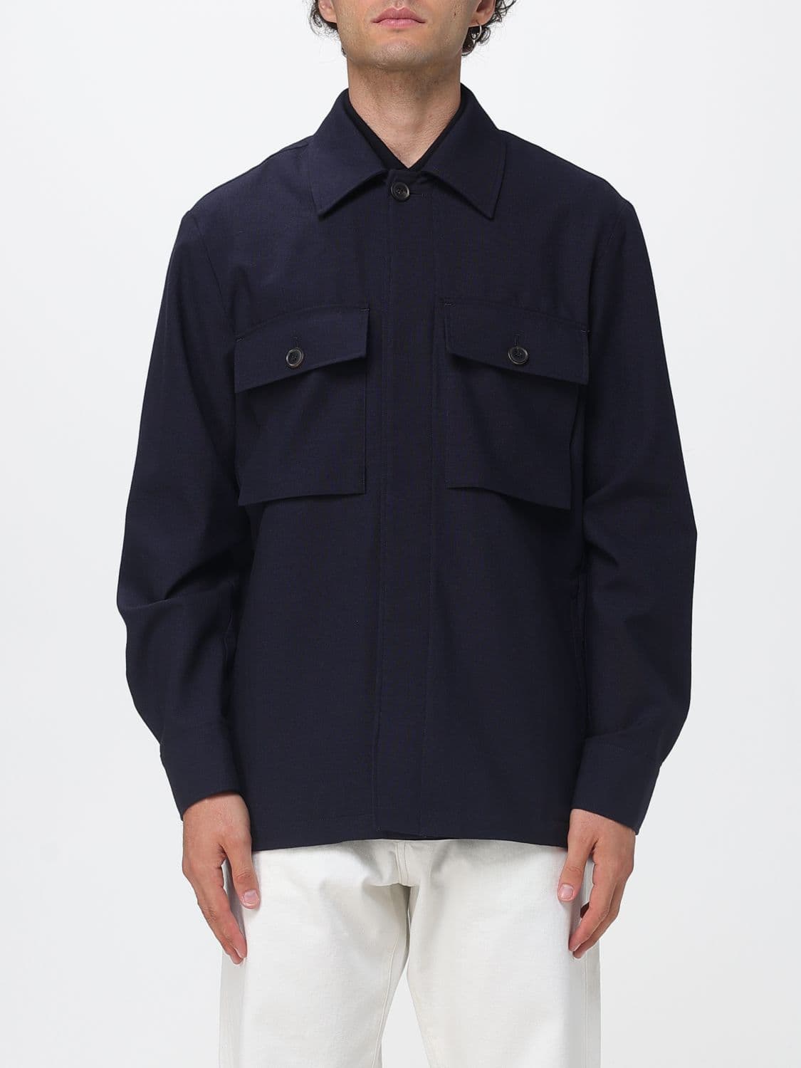 Paul Smith Pure Wool Overshirt with Patch Pockets