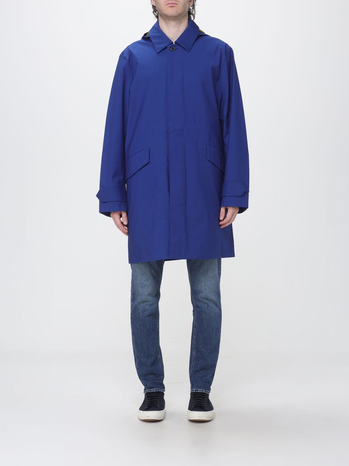 Paul Smith Single-Breasted Wool Trench Coat with Hood and Belt