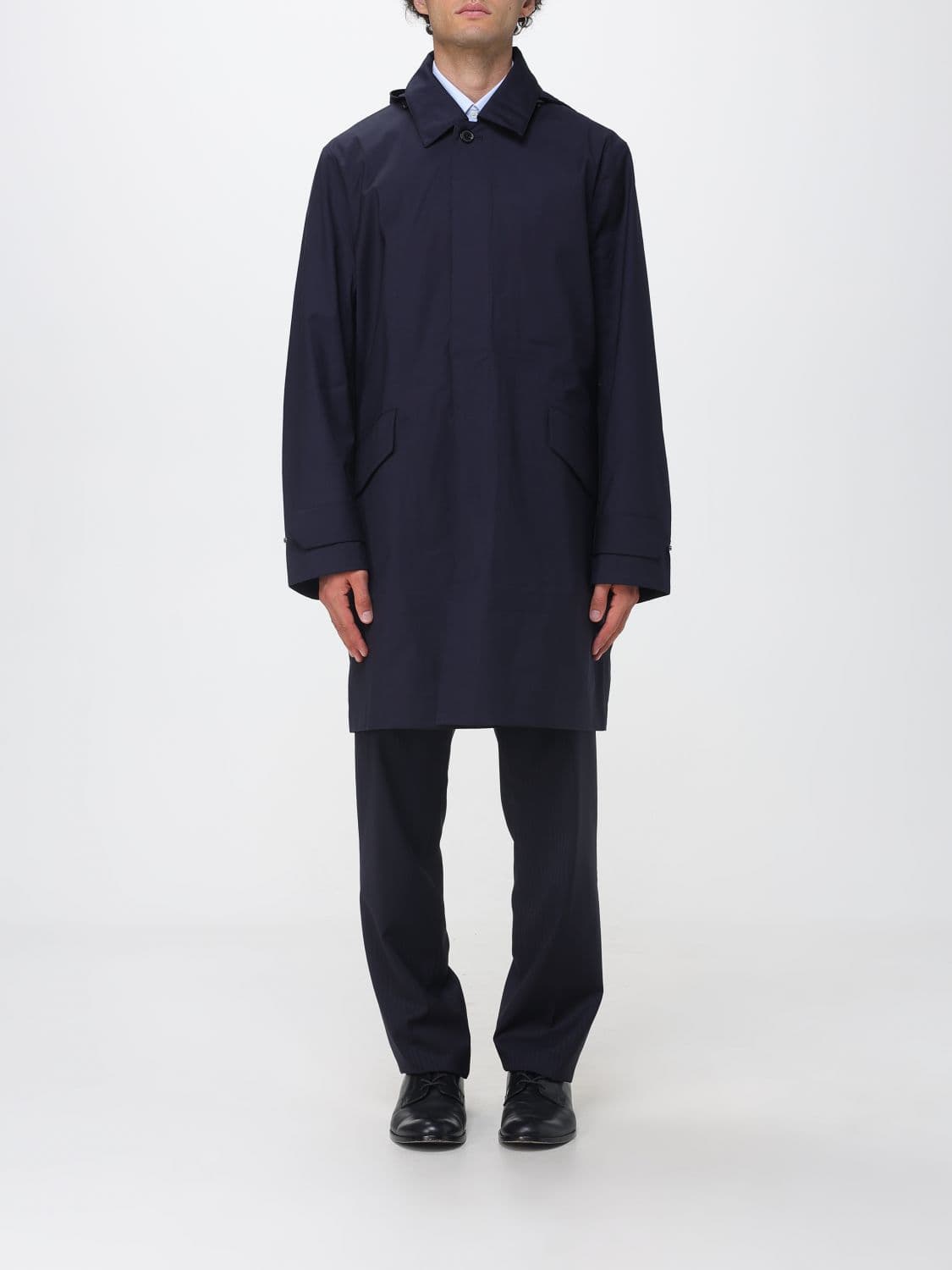Paul Smith Single-Breasted Wool Trench Coat with Hood and Belt
