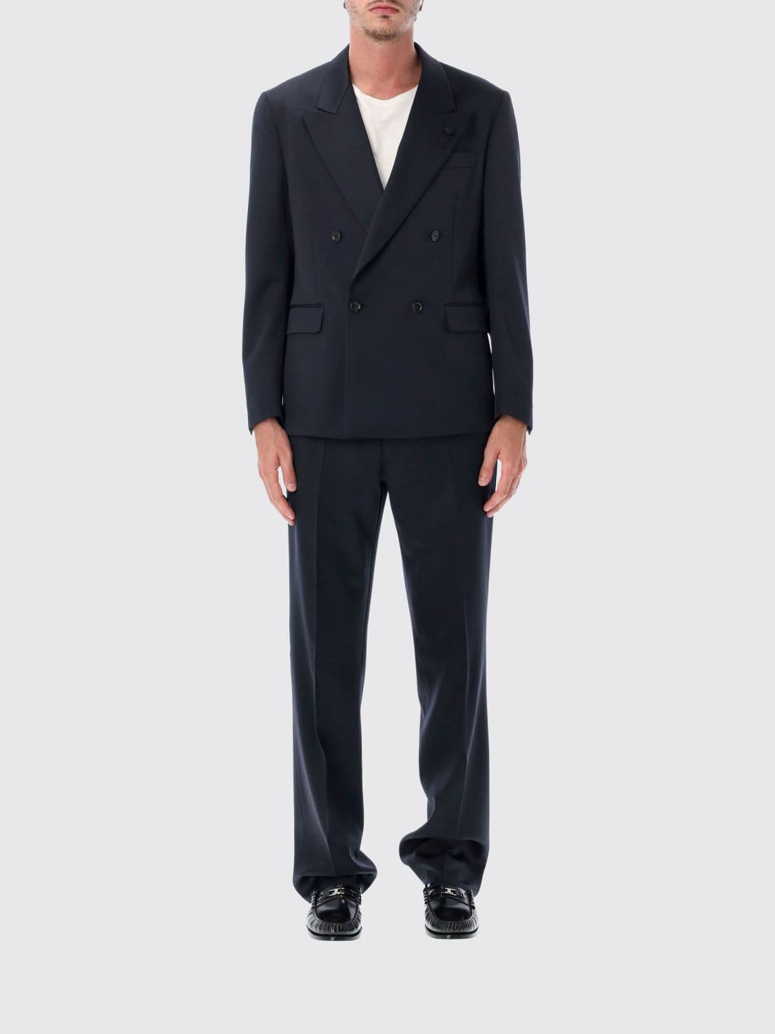 Lardini Regular Fit Double-Breasted Suit in Pure Virgin Wool