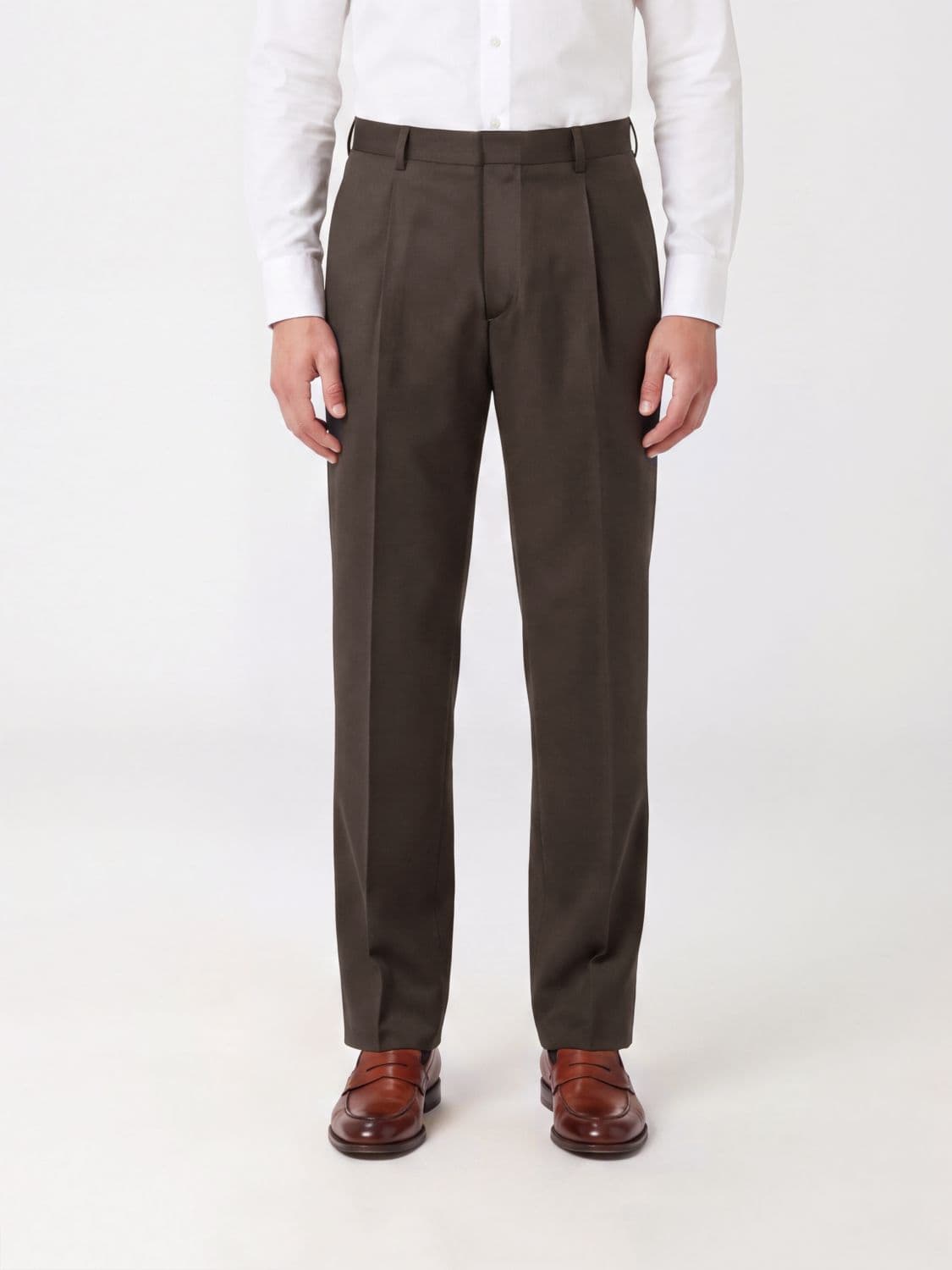 Lardini Pure Virgin Wool Wide-Leg Trousers with Darts and Mid-Rise Waist