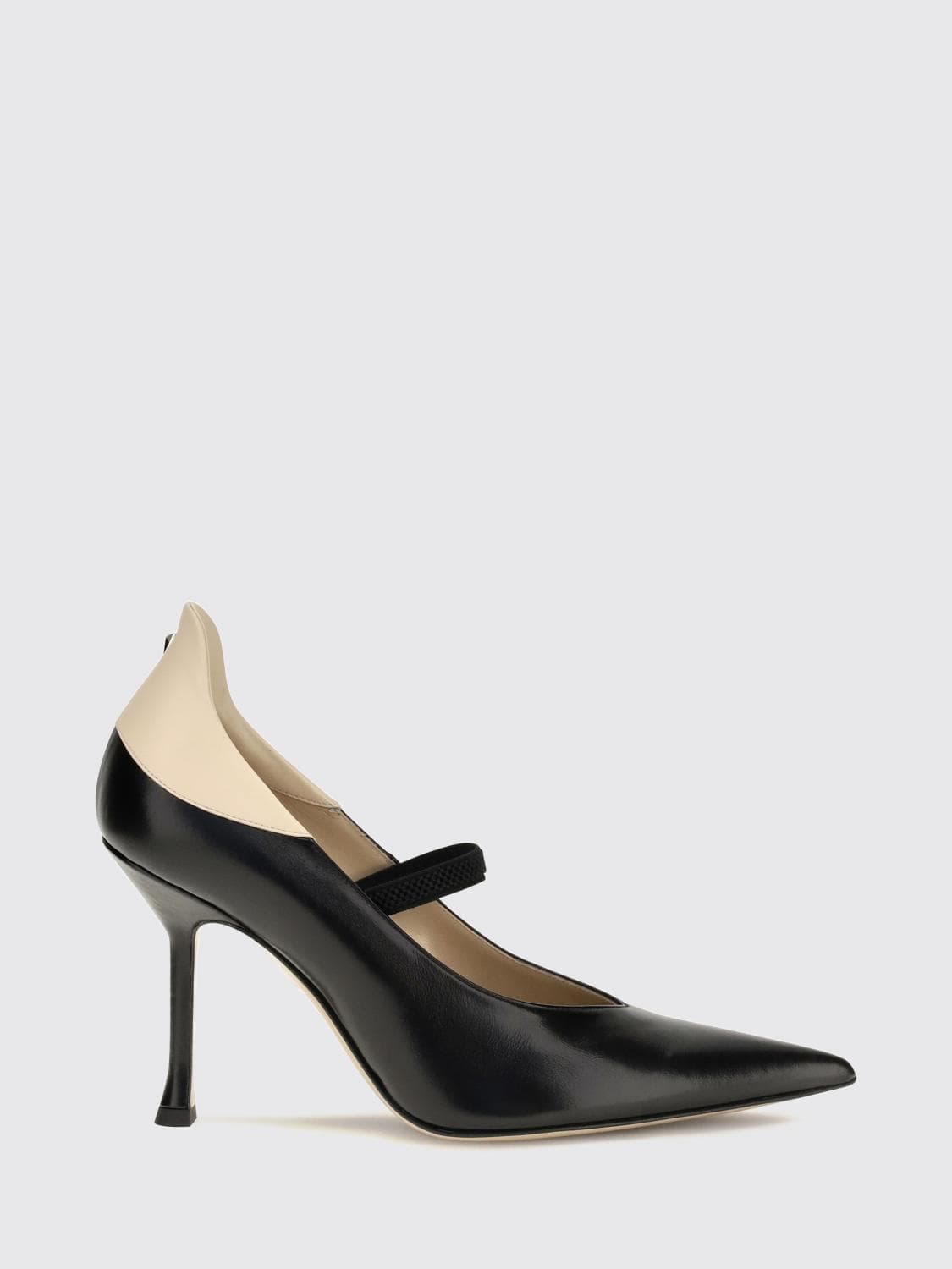 Fendi Nude Bicolour Leather Mary Jane Pumps with Stiletto Heel