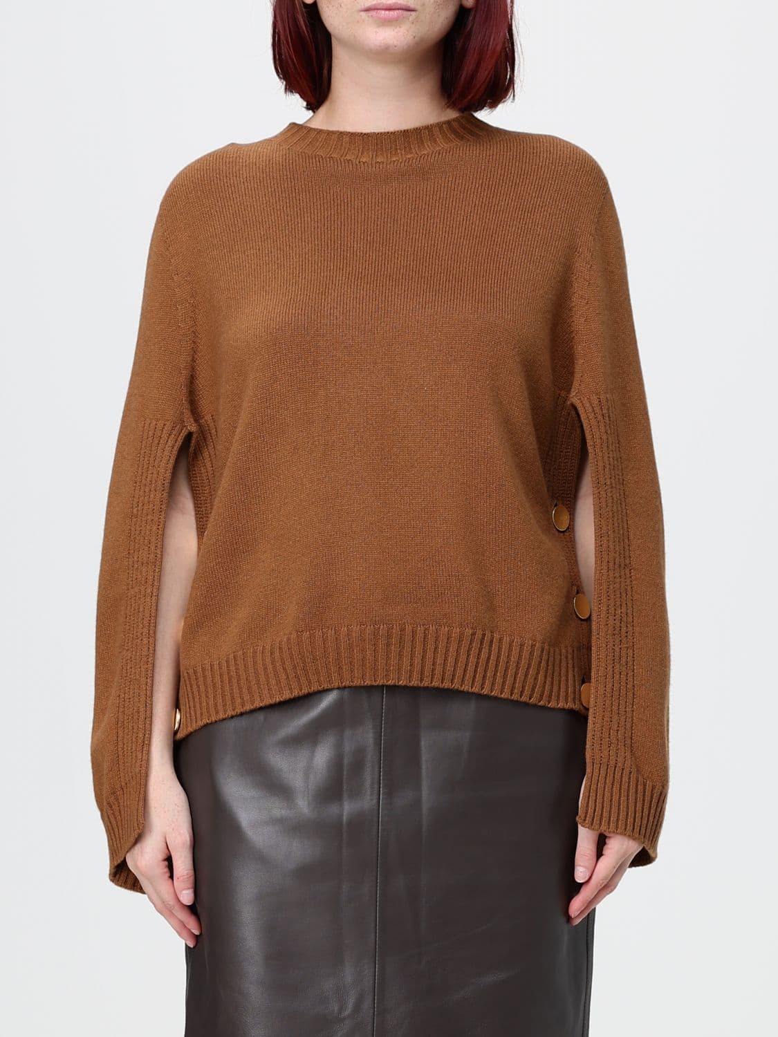 Alberta Ferretti Crew Neck Cardigan in Virgin Wool, Silk and Cashmere Blend