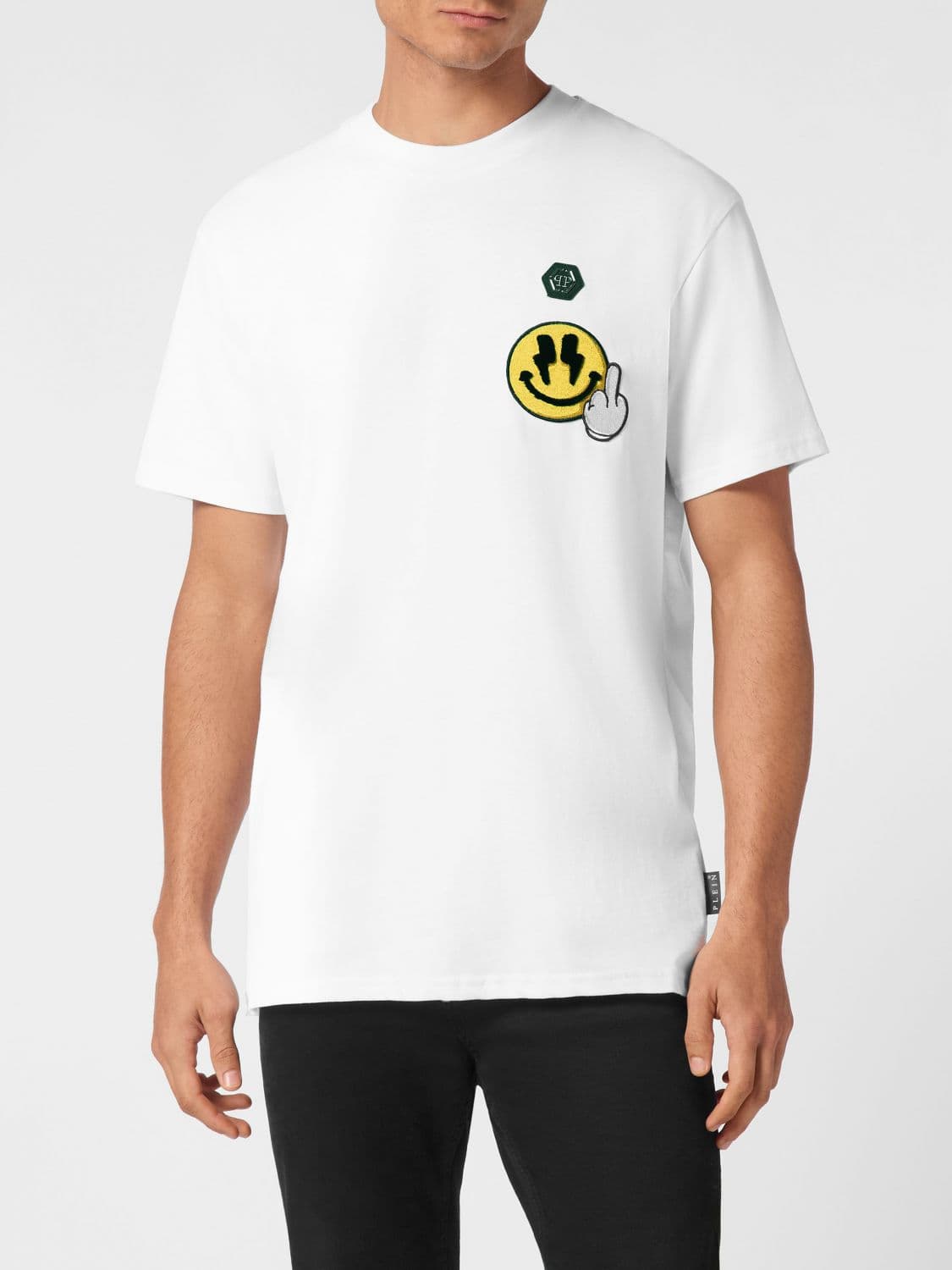 Philipp Plein Cotton Jersey T-shirt with Hexagon Logo Patch