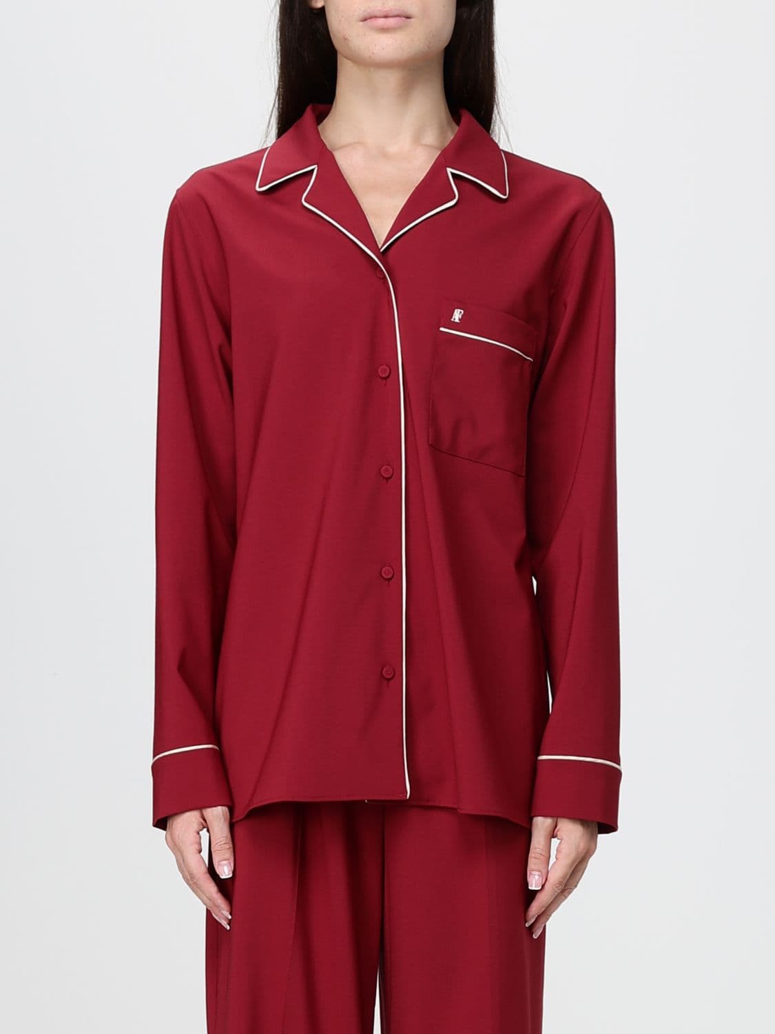 Alberta Ferretti Pajama-Style Wool-Blend Shirt with Lapels