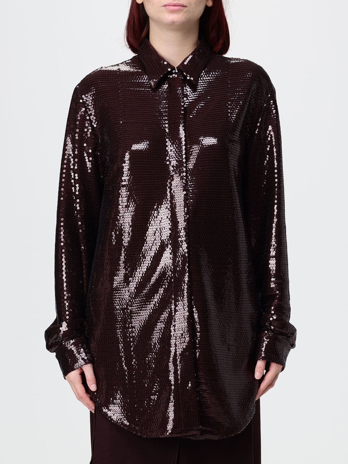 Alberta Ferretti Long-Sleeved All-Over Sequin Shirt