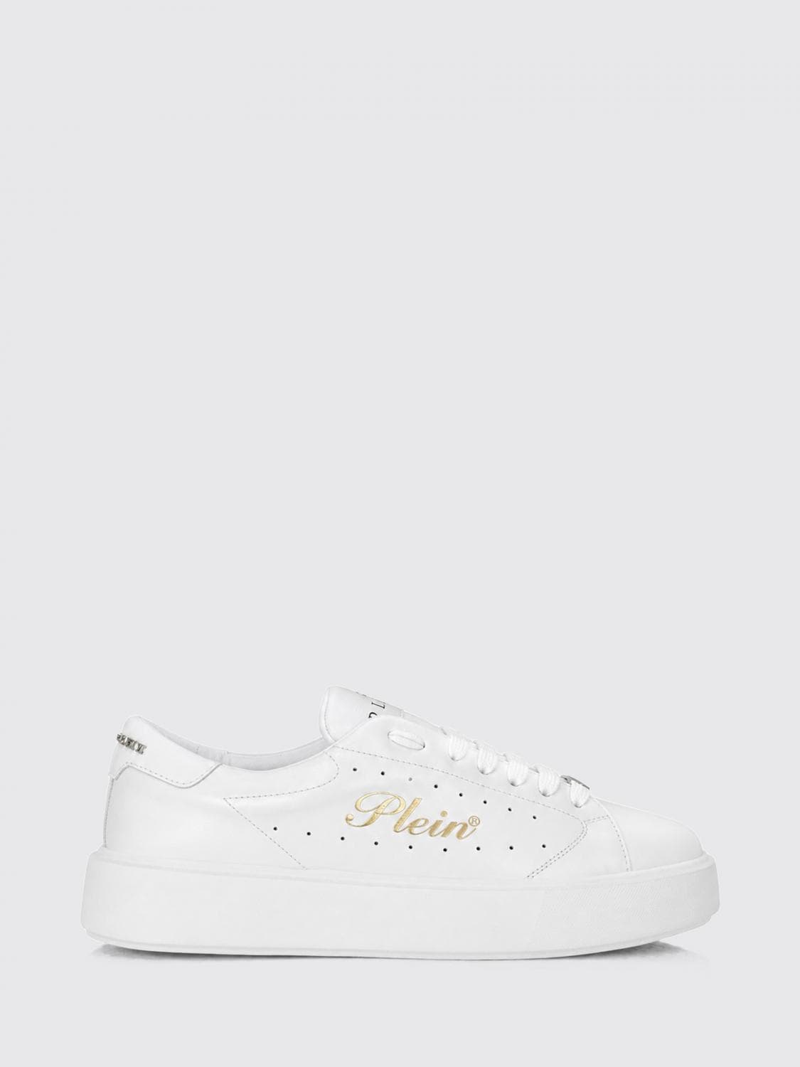 Philipp Plein Leather Low-Top Trainers with Chunky Sole and Laminated Logo
