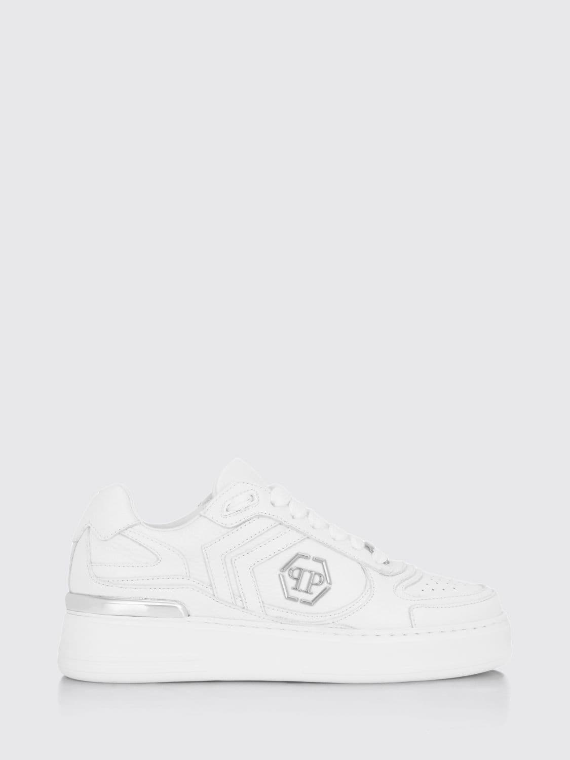 Philipp Plein Pit-$top Monogram Leather Low-Top Trainers with Hexagon Logo