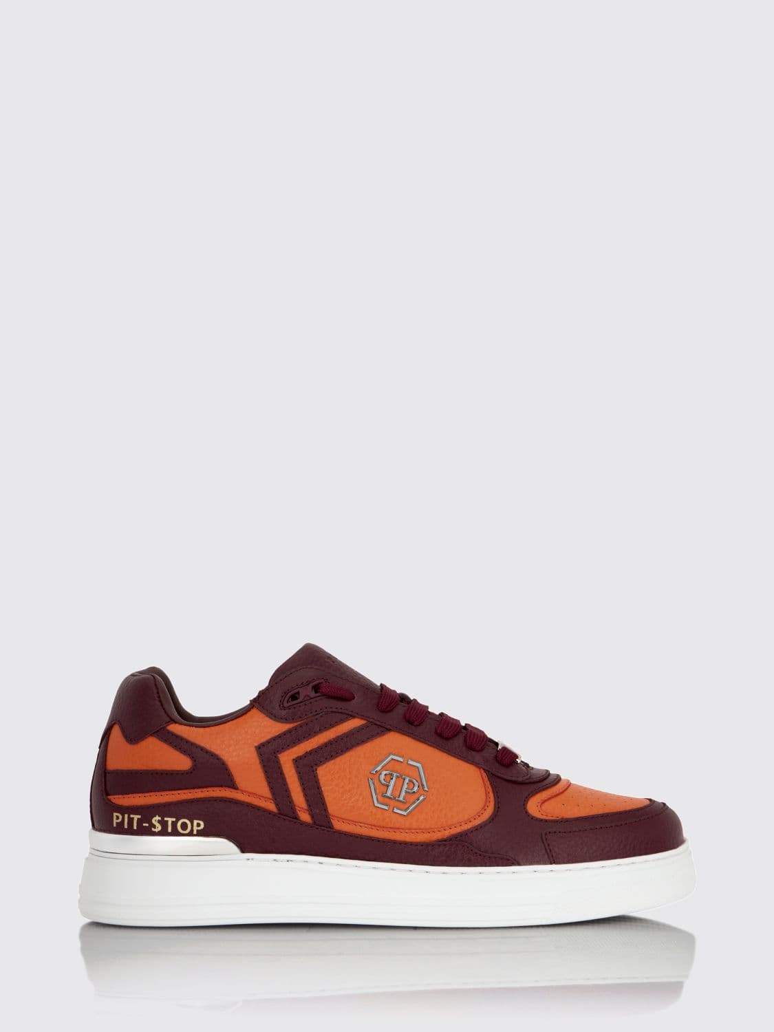 Philipp Plein Pit-$top Monogram Leather Low-Top Trainers with Hexagon Logo