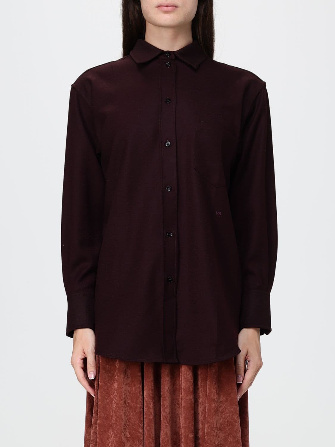 Victoria Victoria Beckham Relaxed Fit Wool Shirt with Dropped Shoulders