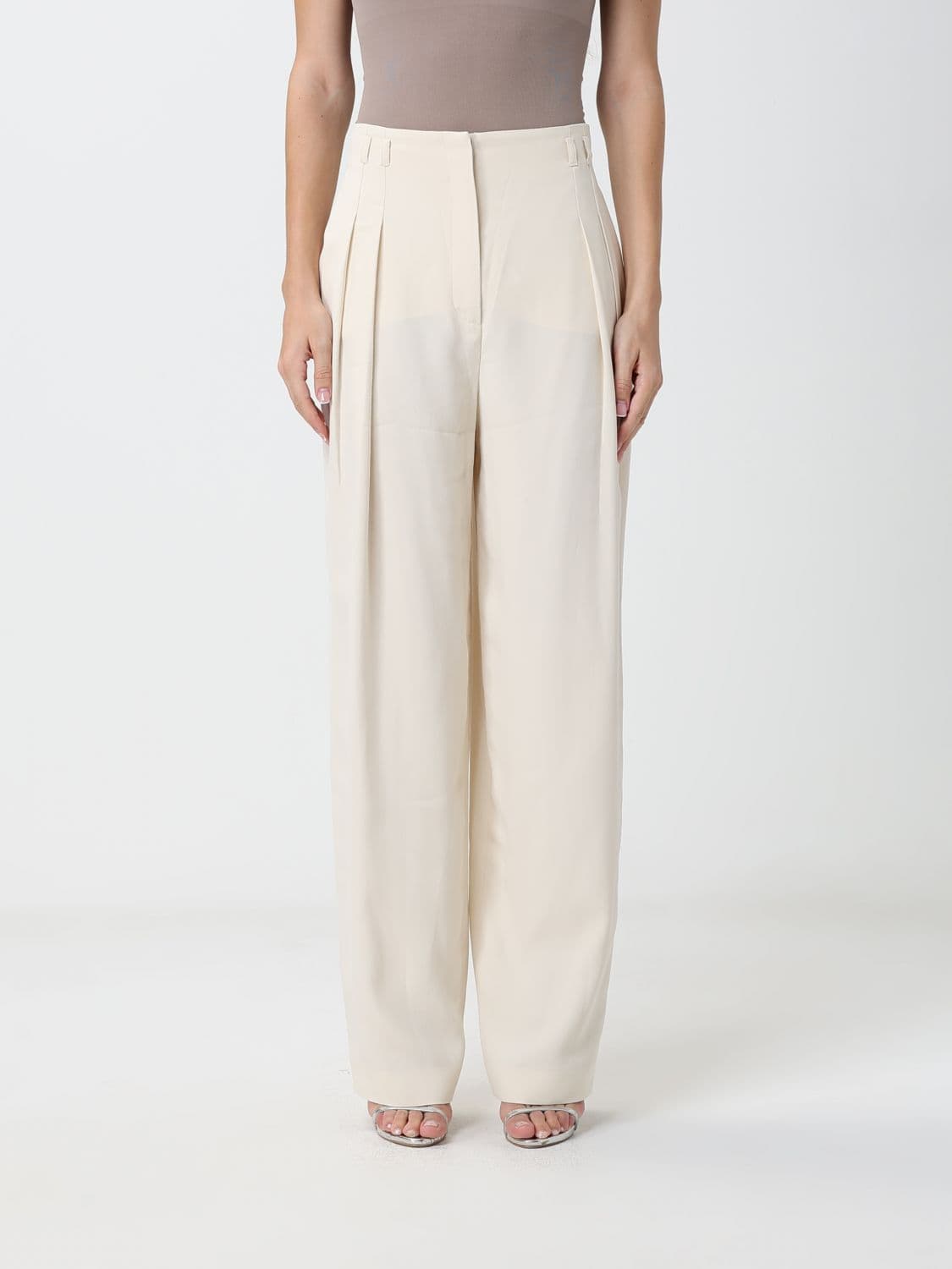 Alberta Ferretti Mid-Rise Crêpe Palazzo Trousers with Pleats · 38