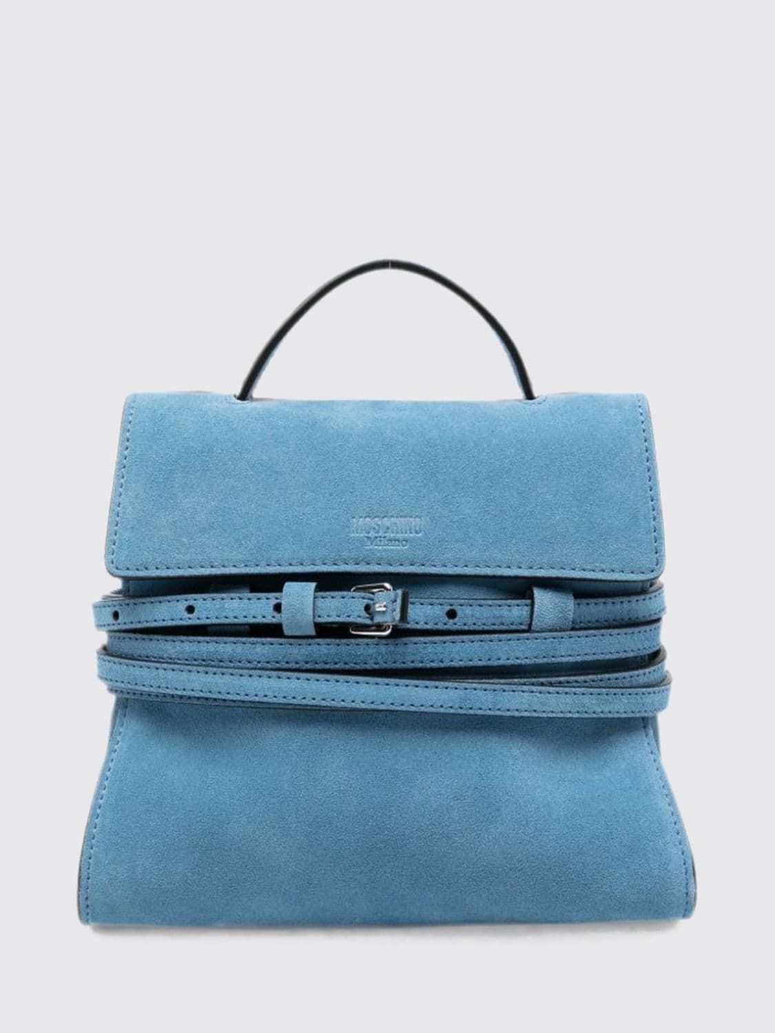 Moschino Couture Tie Me Mini Bag in Suede with Shoulder Strap