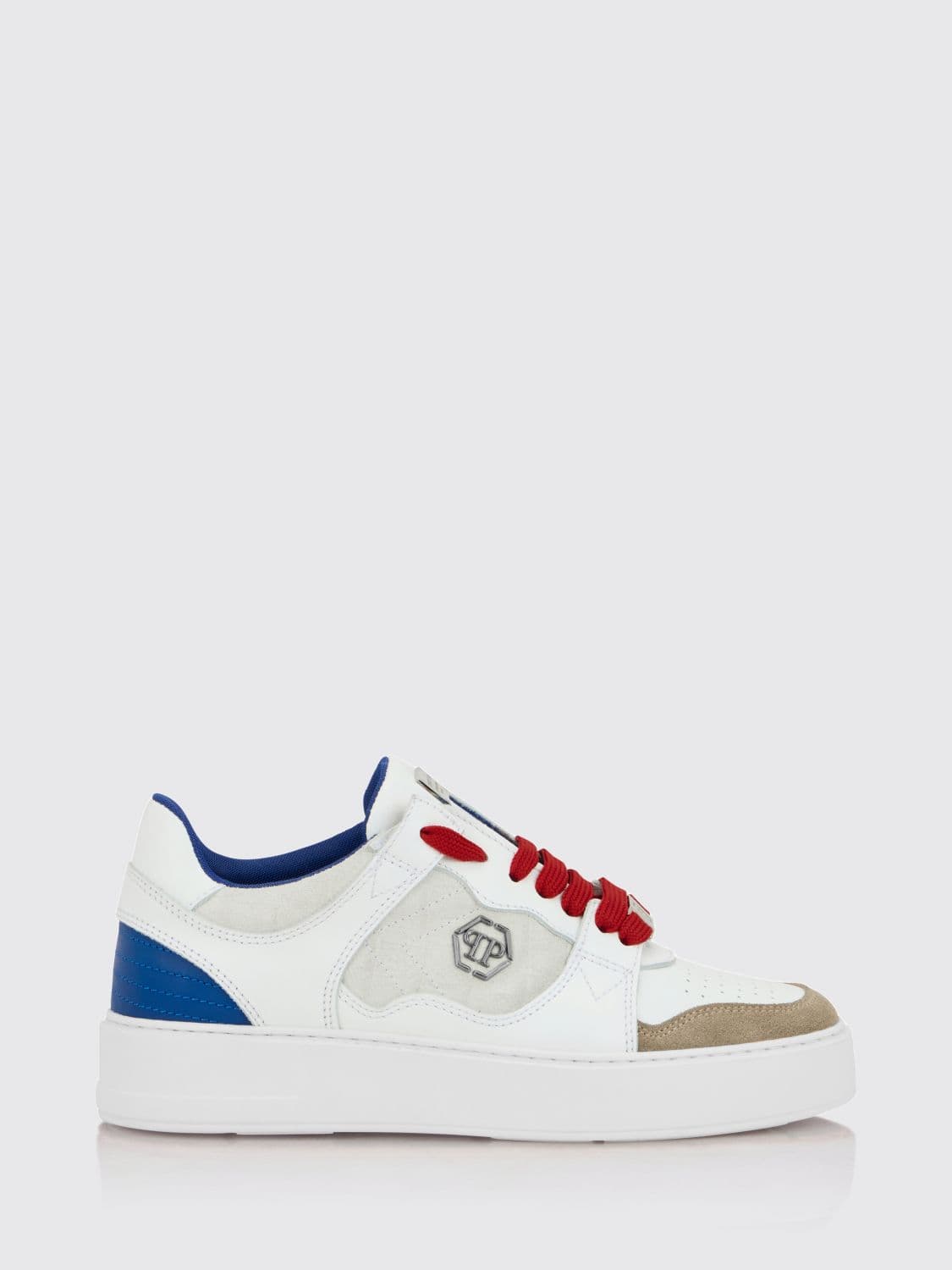 Philipp Plein Bicolour Leather and Suede Low-Top Trainers with Hexagon Logo