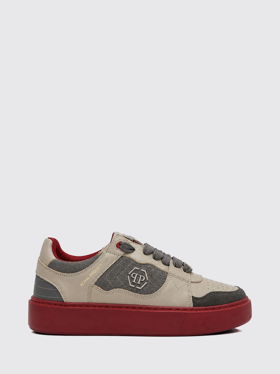 Philipp Plein Bicolour Leather and Suede Low-Top Trainers with Hexagon Logo