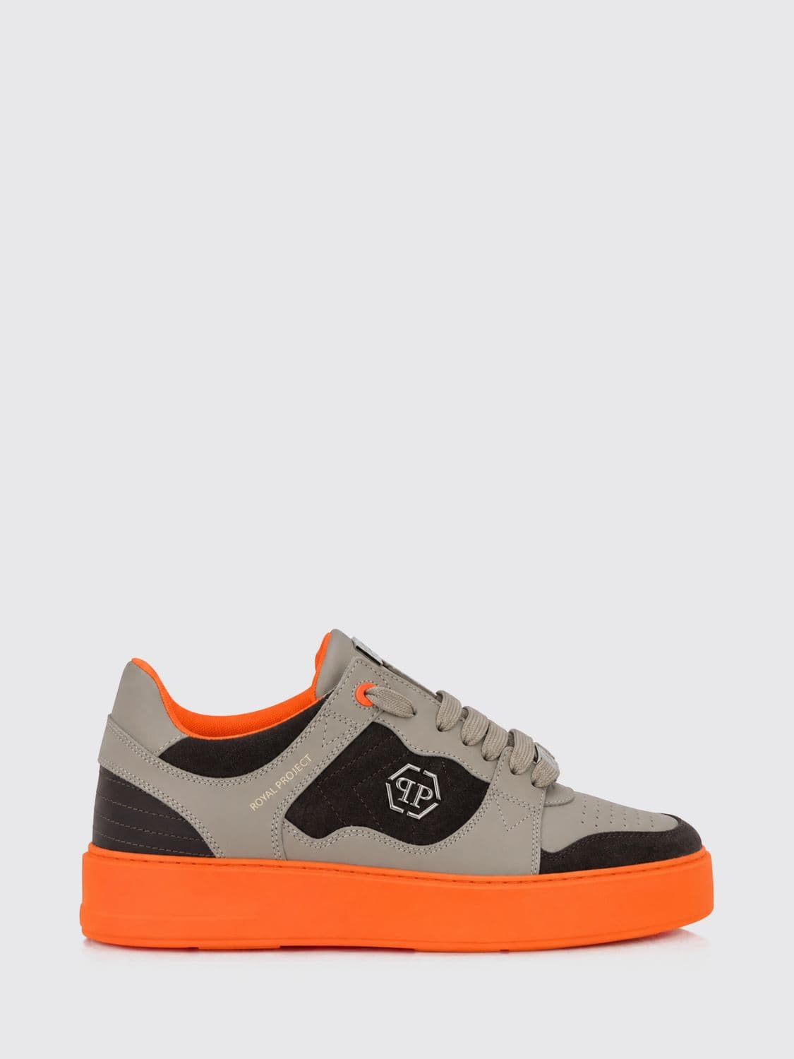 Philipp Plein Bicolour Leather and Suede Low-Top Trainers with Hexagon Logo