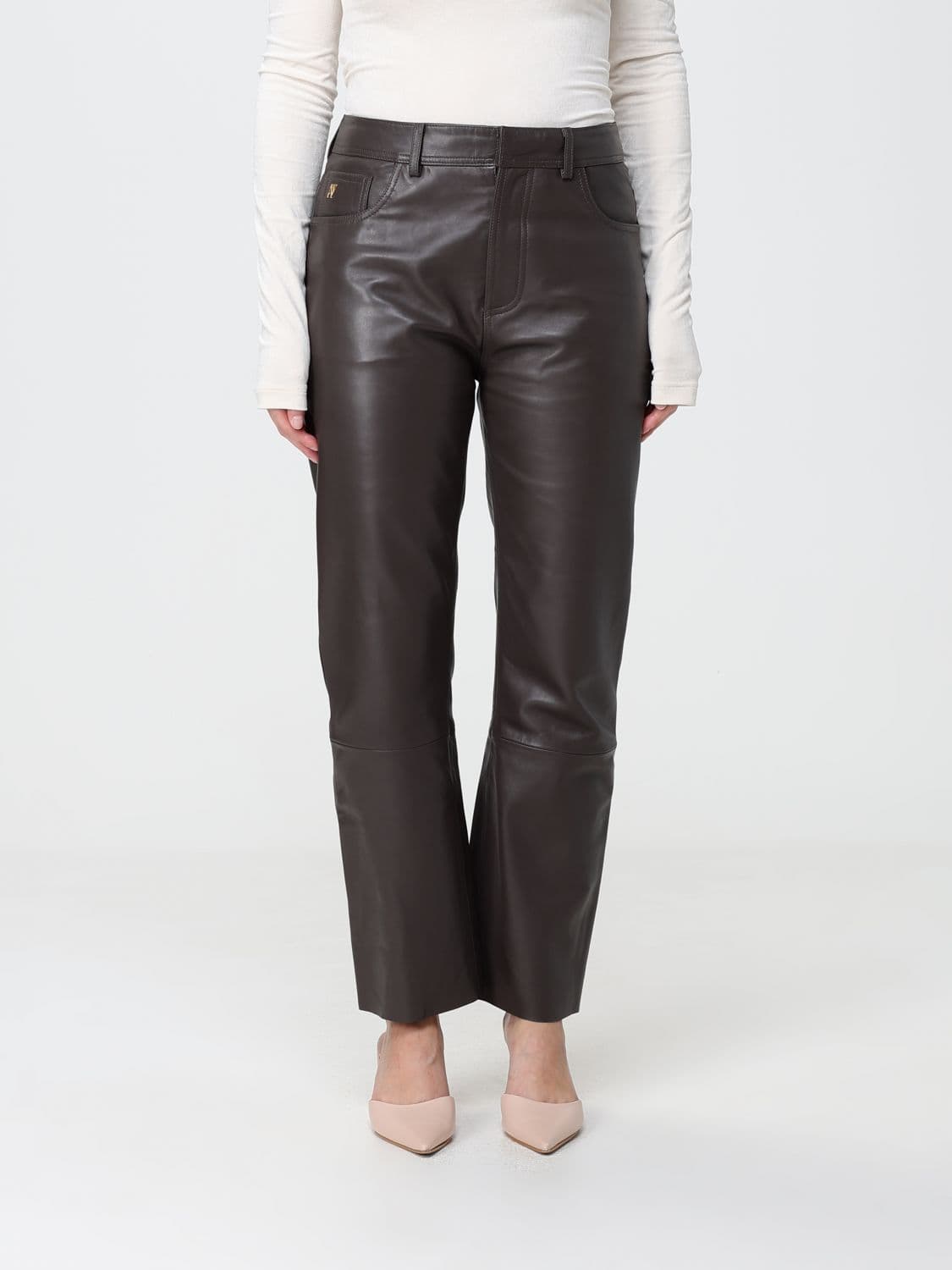 Alberta Ferretti Mid-Rise Tapered Fit Faux Leather Trousers
