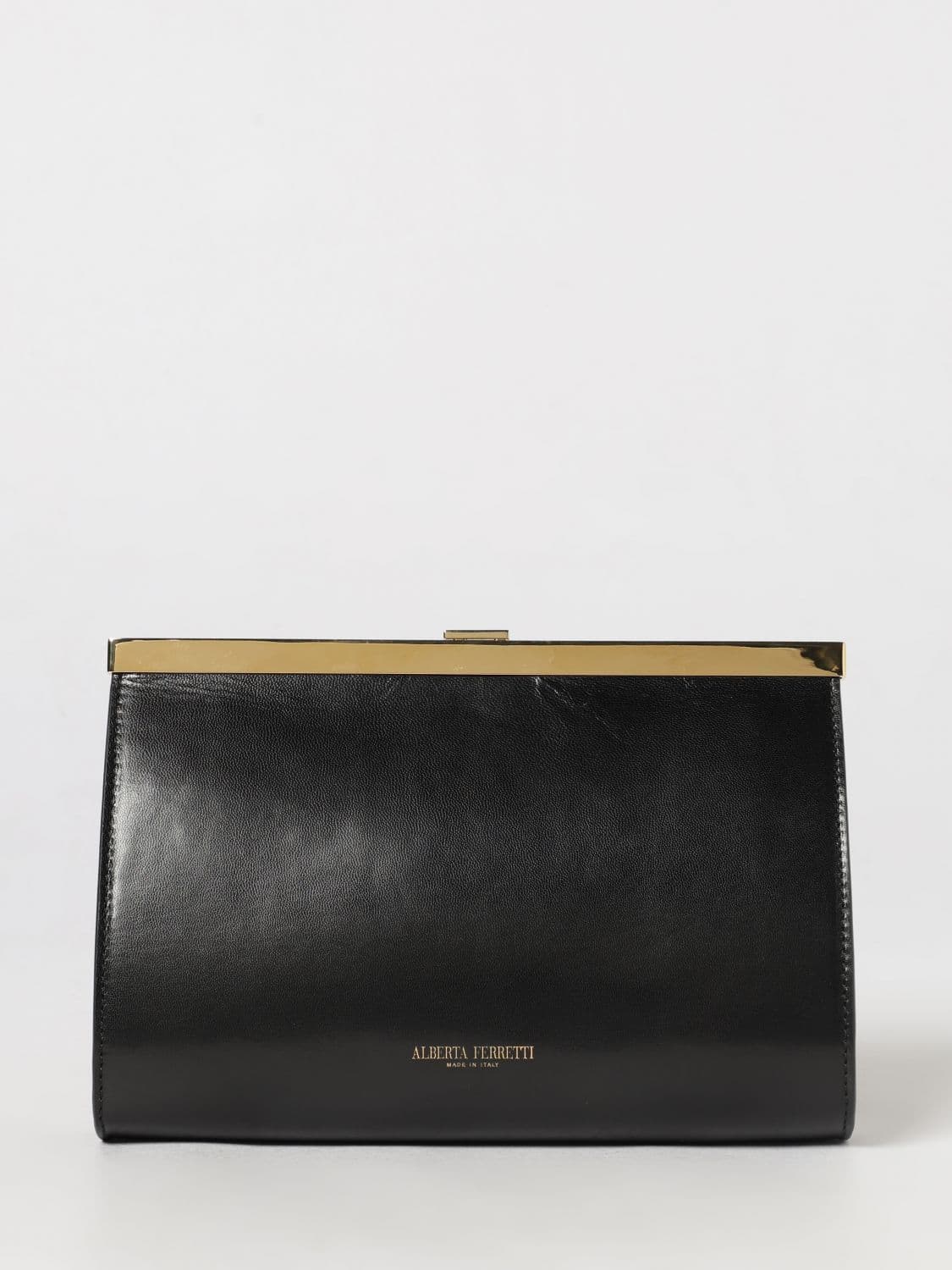 Alberta Ferretti Smooth Leather Clutch with Removable Chain Strap