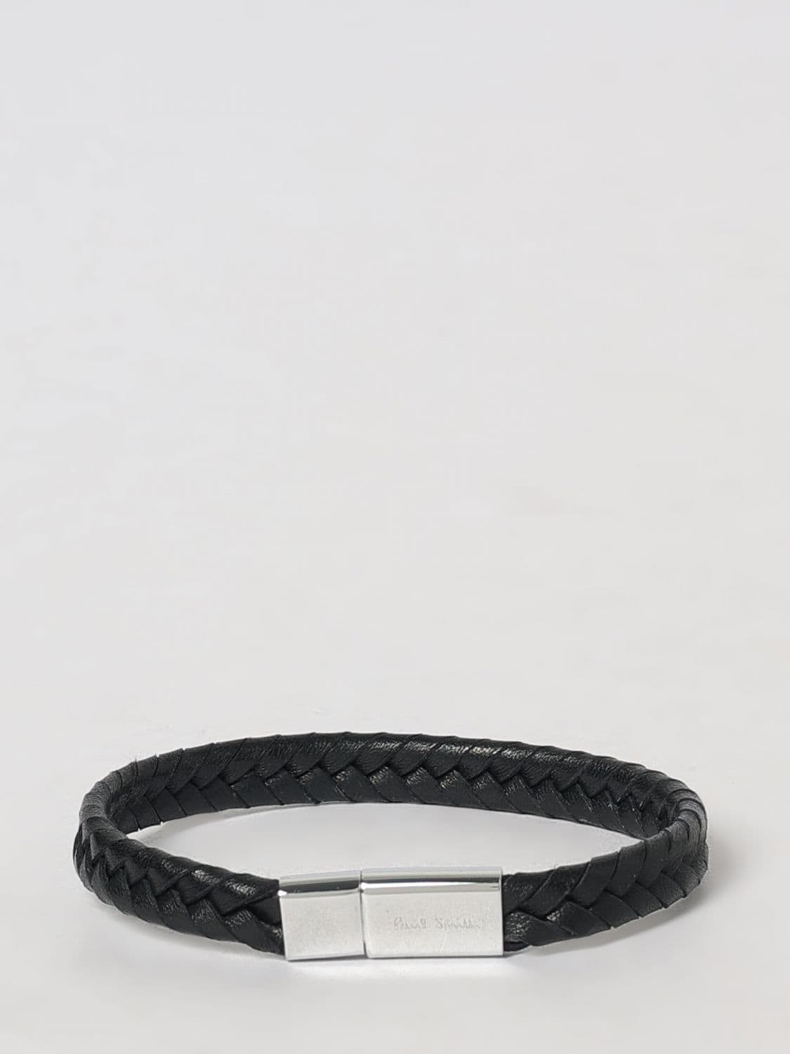 Paul Smith Braided Leather Bracelet with Magnetic Closure and Engraved Logo · OS
