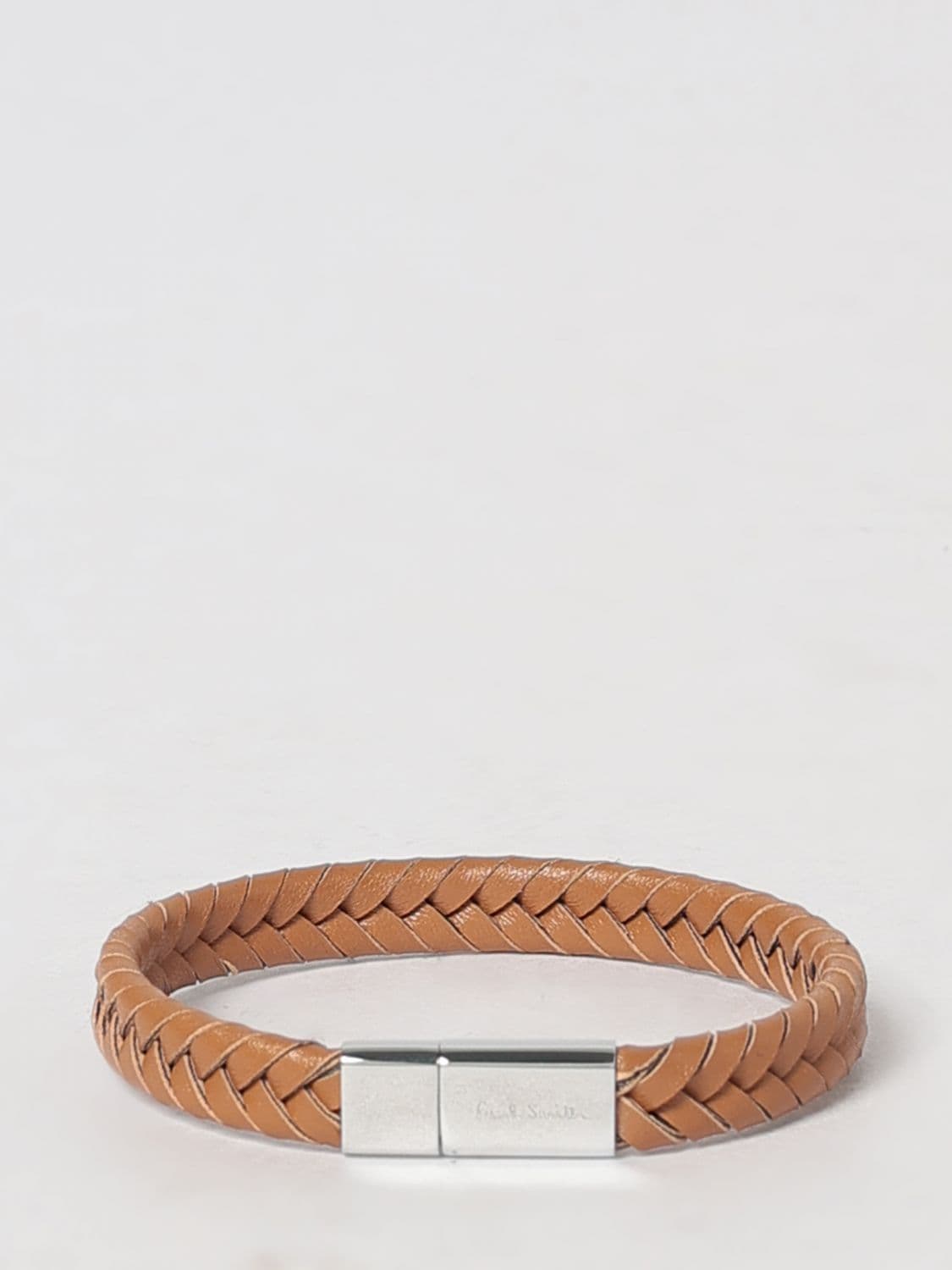 Paul Smith Braided Leather Bracelet with Magnetic Closure and Engraved Logo · OS
