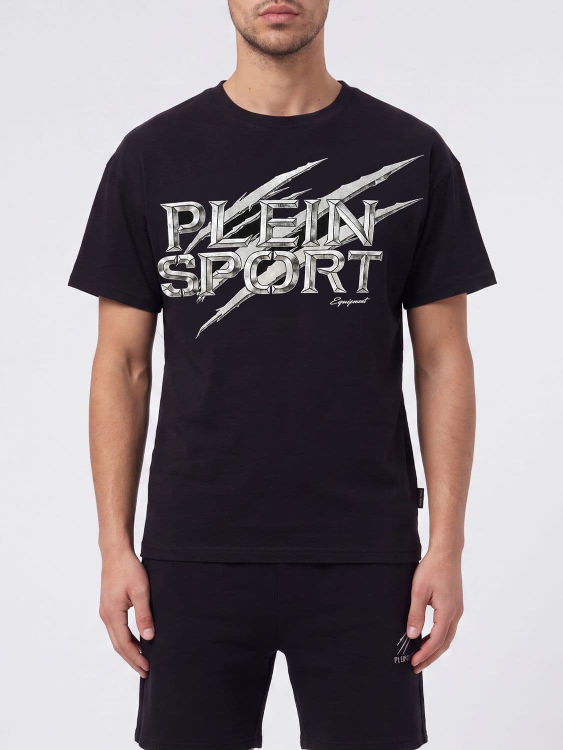 Plein Sport Cotton Jersey T-Shirt with Contrasting Logo Print