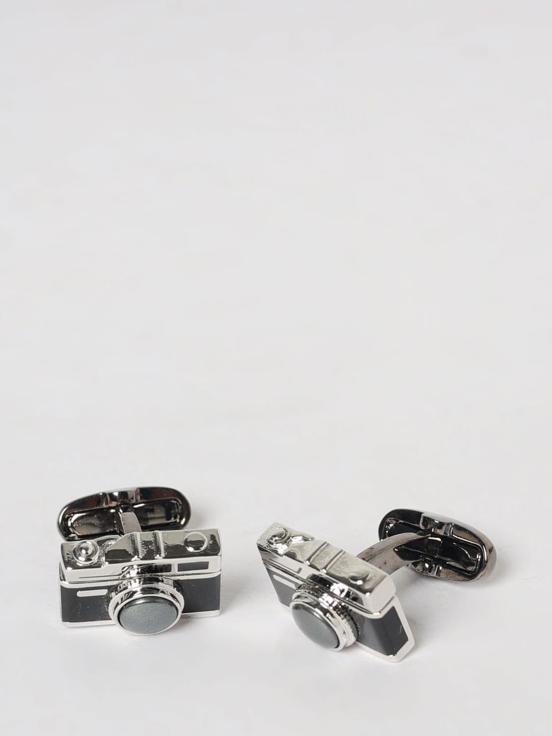 Paul Smith Bicolor Enameled Metal Cufflinks with Engraved Logo · OS