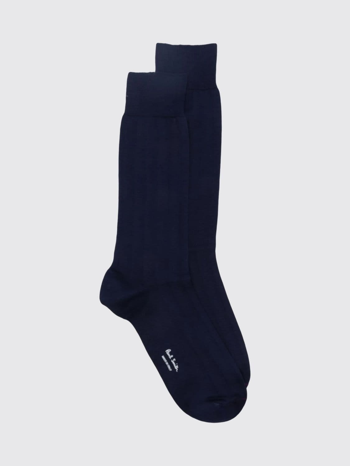 Paul Smith Solid Color Calf-High Socks in Stretch Organic Cotton Blend · OS
