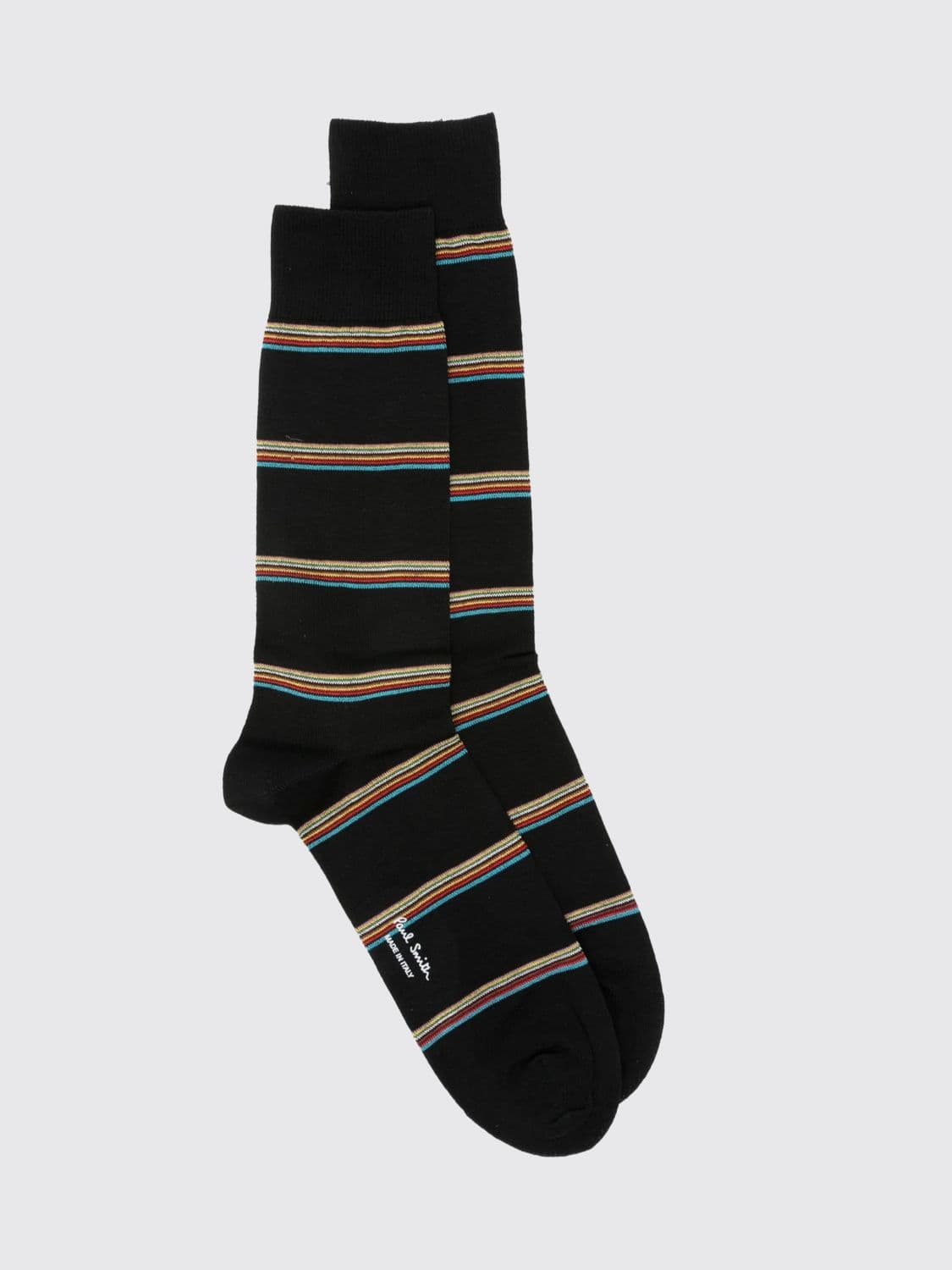 Paul Smith Multicolor Stripe Calf-High Socks in Stretch Organic Cotton · OS