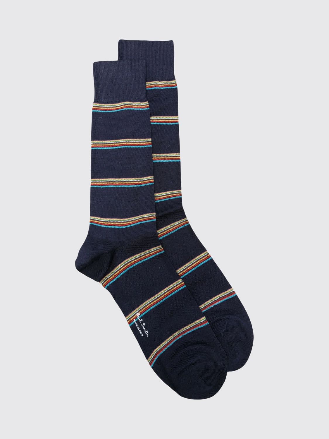 Paul Smith Multicolor Stripe Calf-High Socks in Stretch Organic Cotton · OS