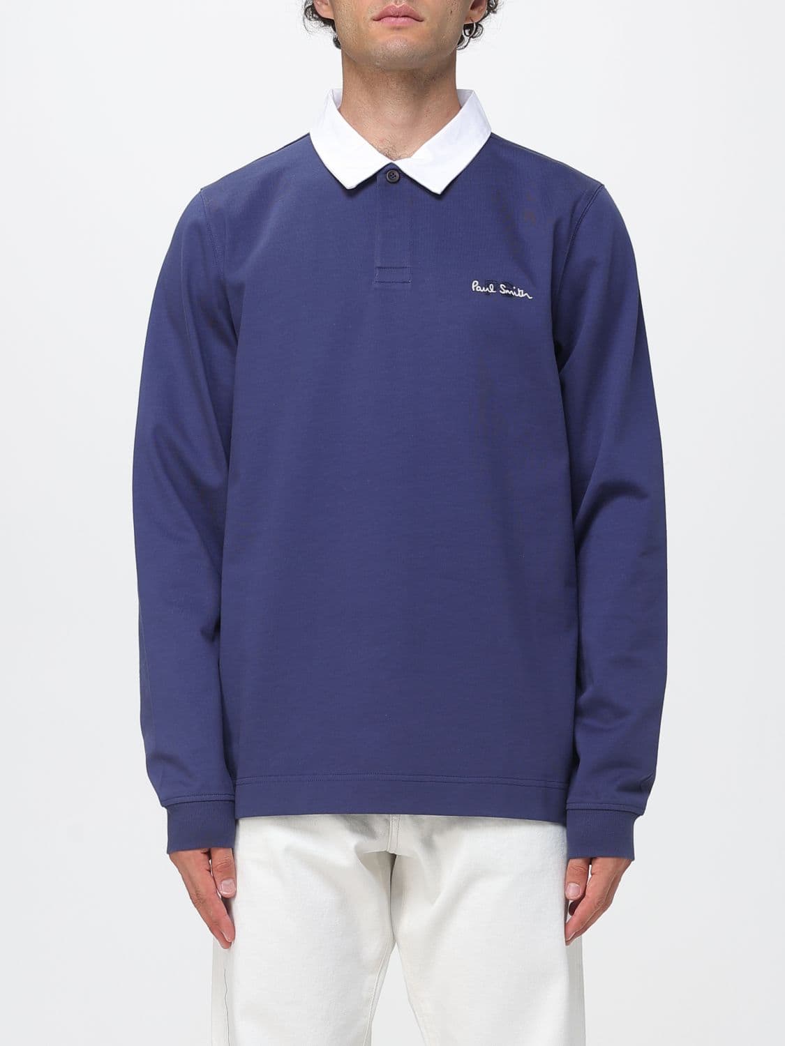 Paul Smith Long-Sleeved Organic Cotton Polo Shirt with Contrast Logo