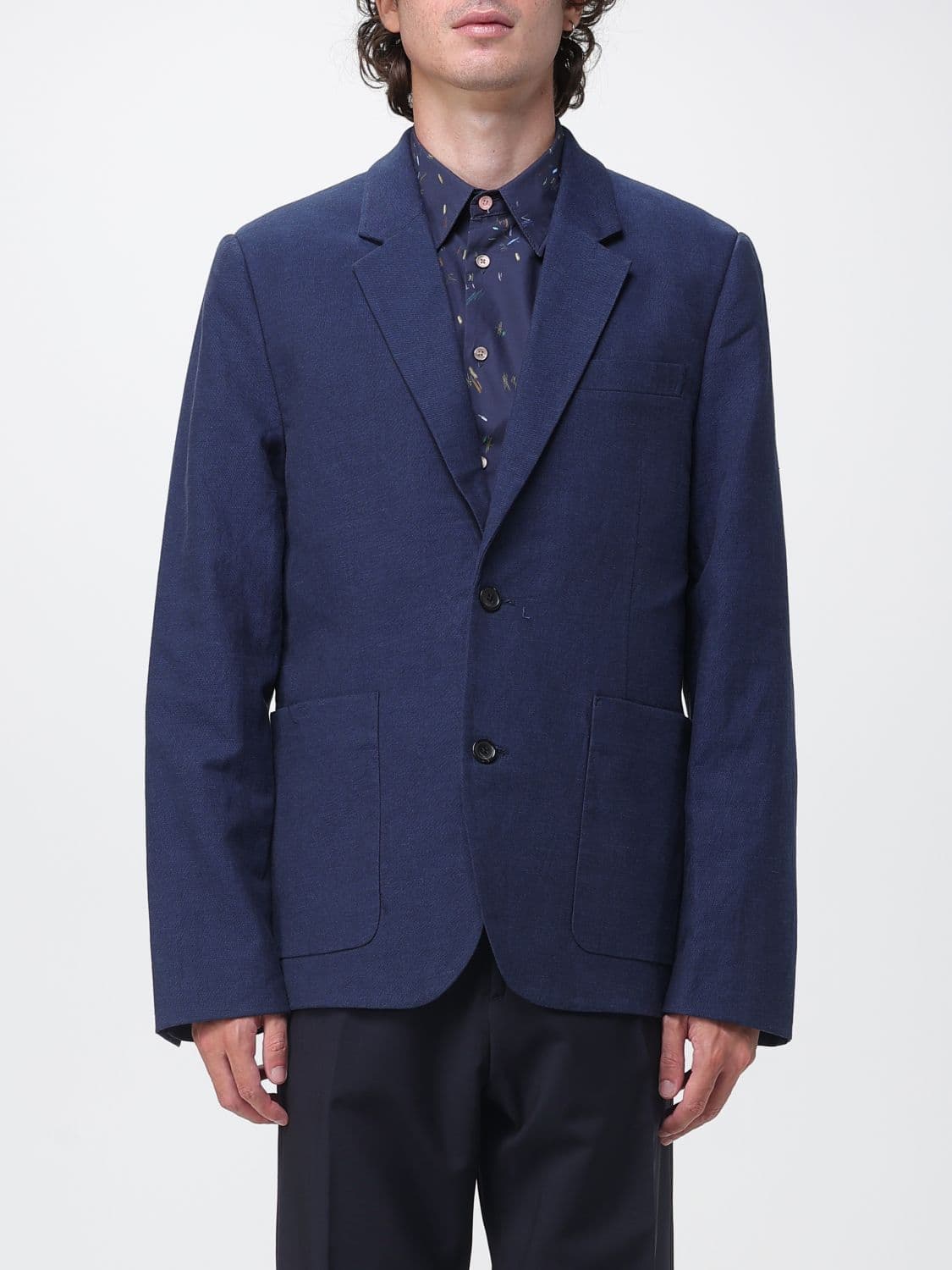 Paul Smith Single-Breasted Linen and Cotton Blend Blazer with Patch Pockets