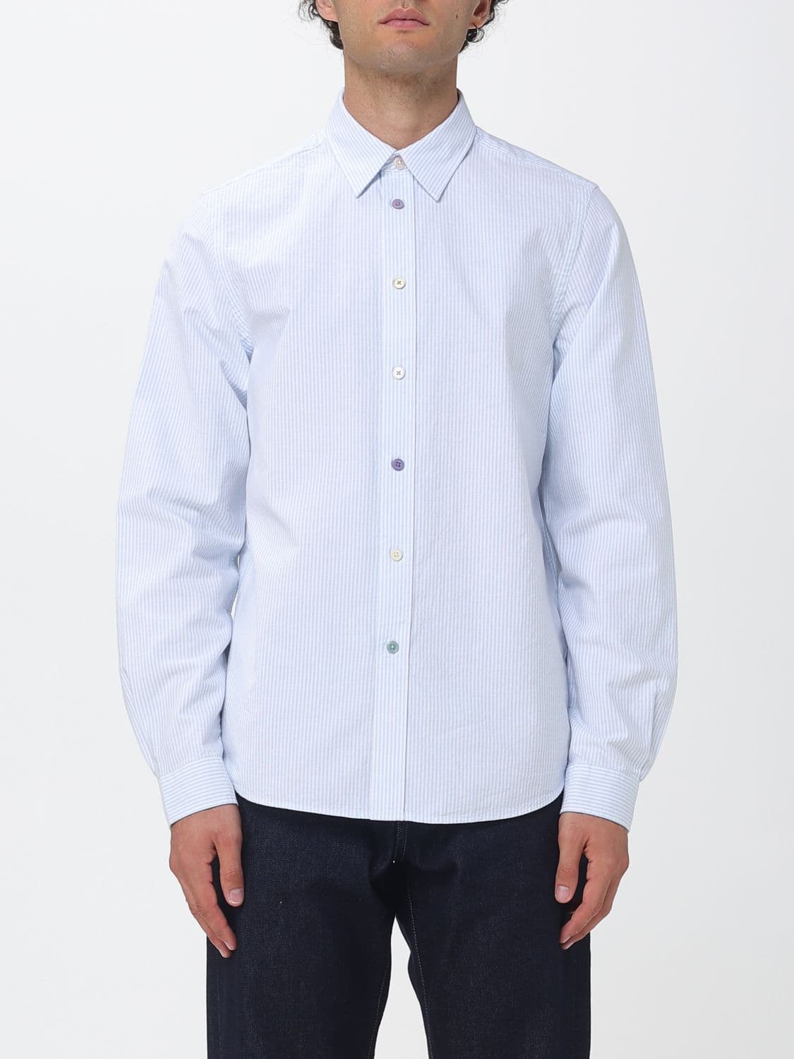 Paul Smith Striped Organic Cotton Shirt with French Collar