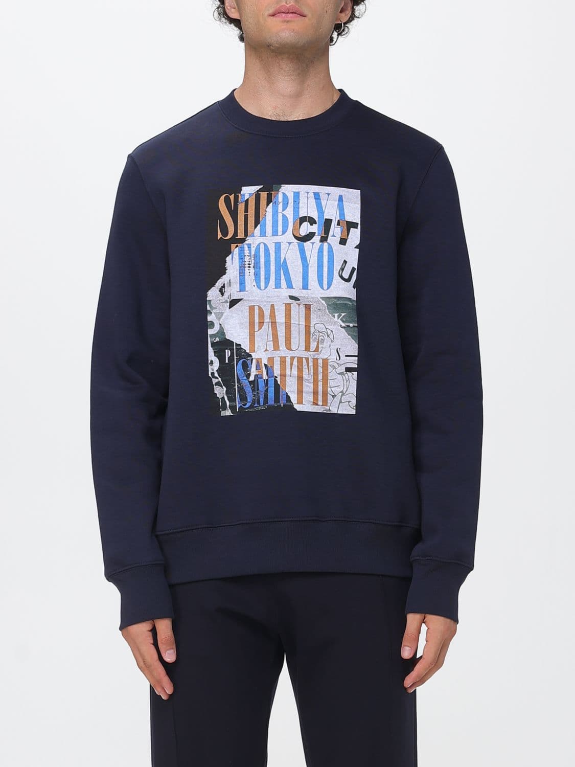 Paul Smith Cotton-Blend Crewneck Sweatshirt with Graphic Print and Logo