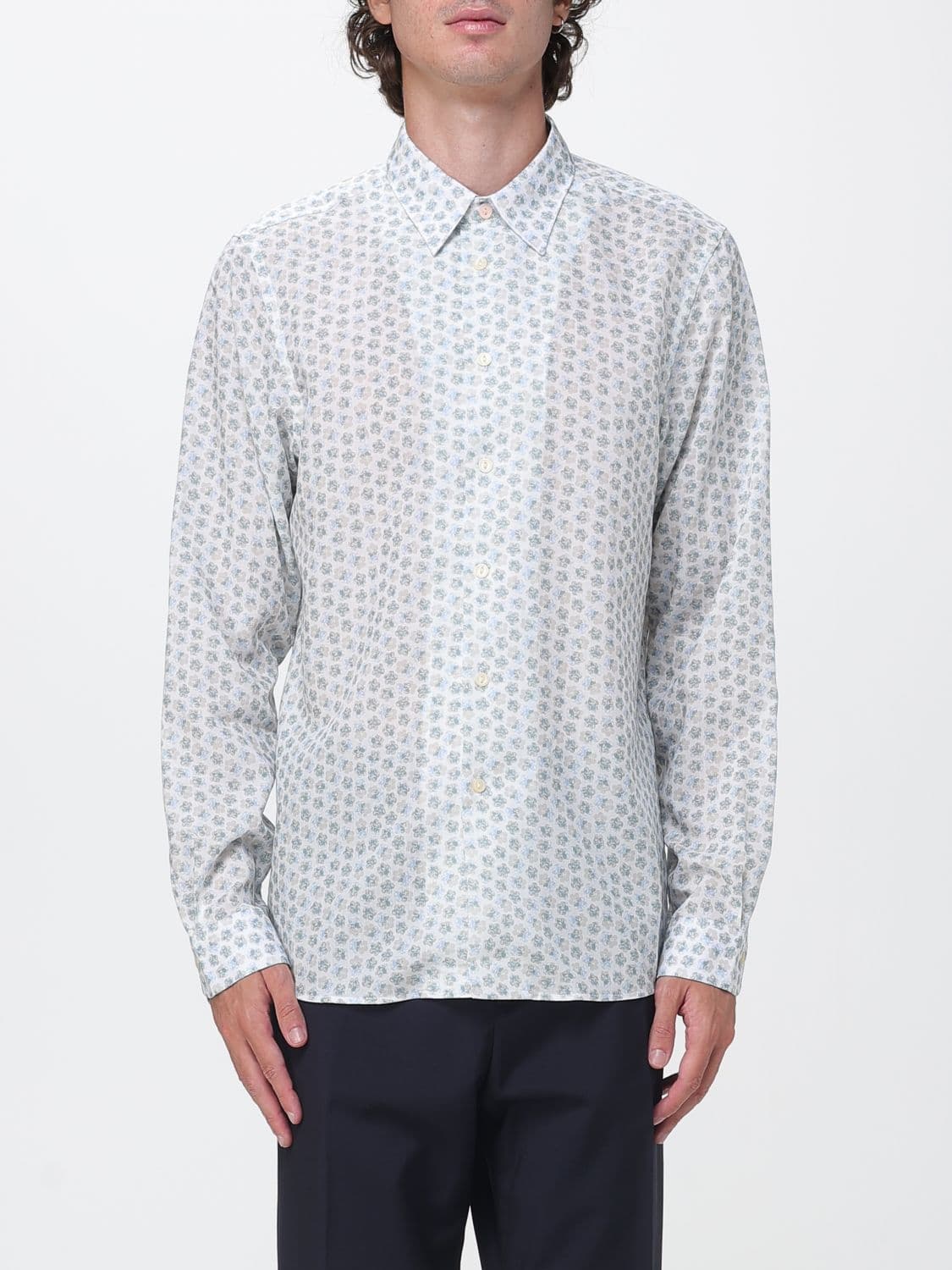 Paul Smith Slim Fit Floral Lyocell Shirt with French Collar