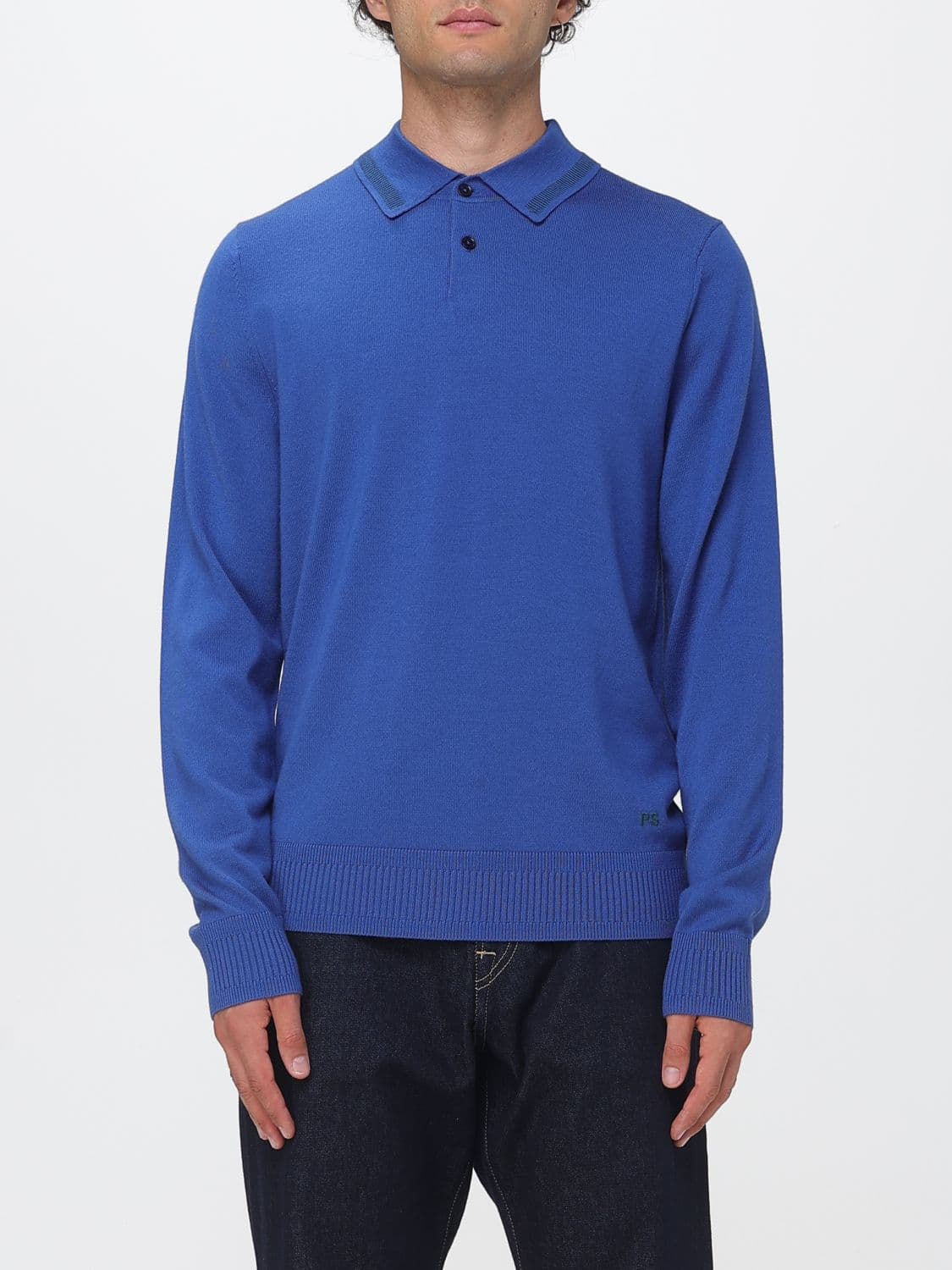 Paul Smith Long-Sleeved Knit Polo in Pure Merino Wool