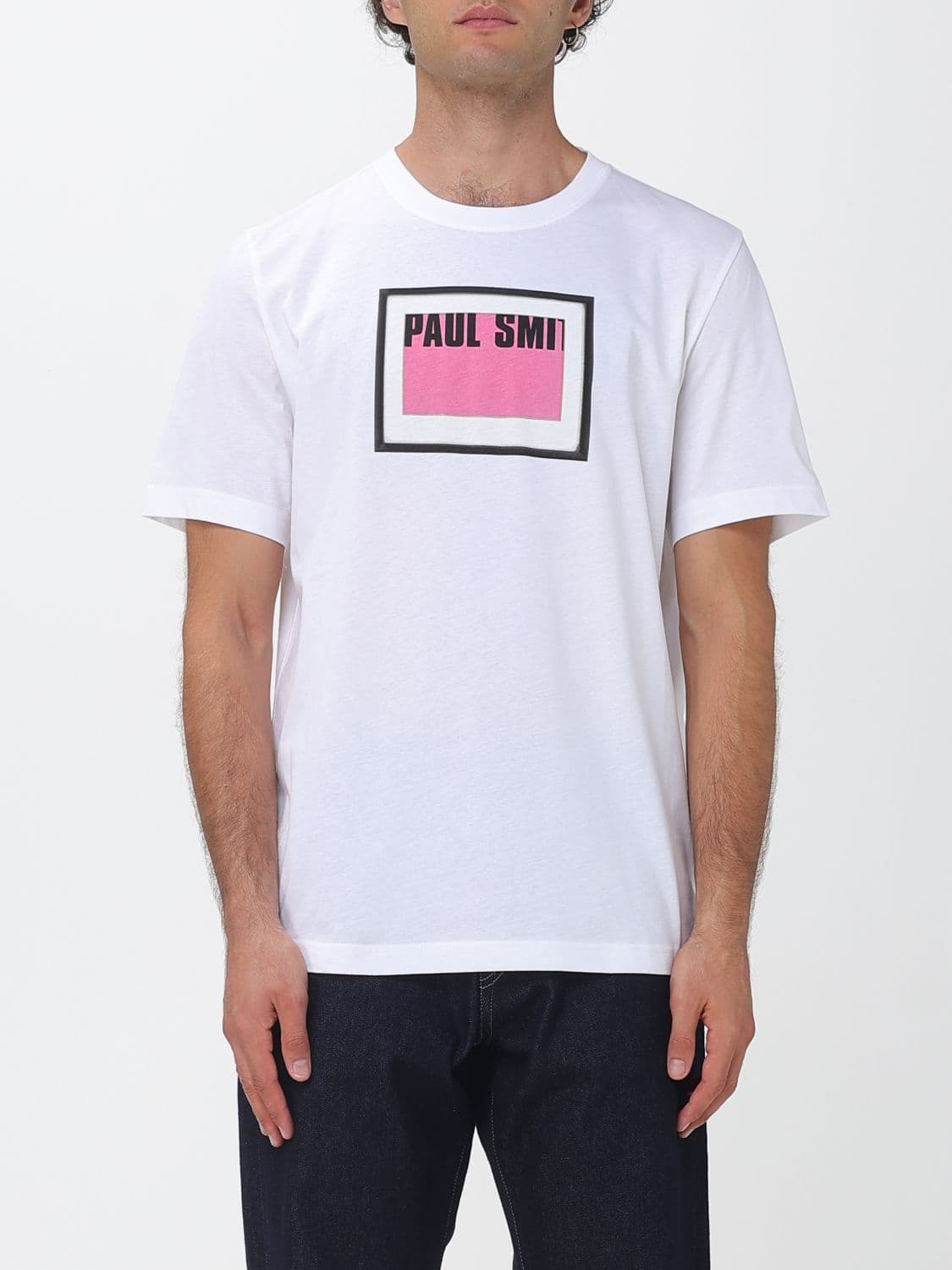 Paul Smith Organic Cotton Crewneck T-Shirt with Logo Print