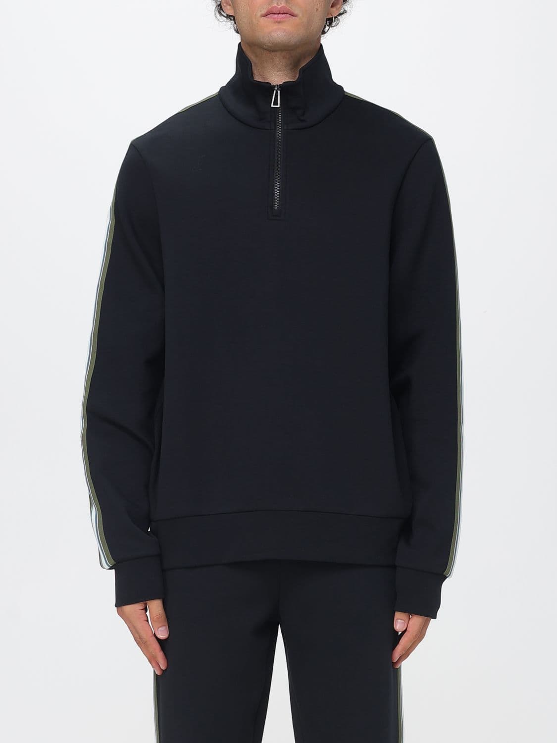 Paul Smith Organic Cotton Zip Sweatshirt with High Neck and Side Bands