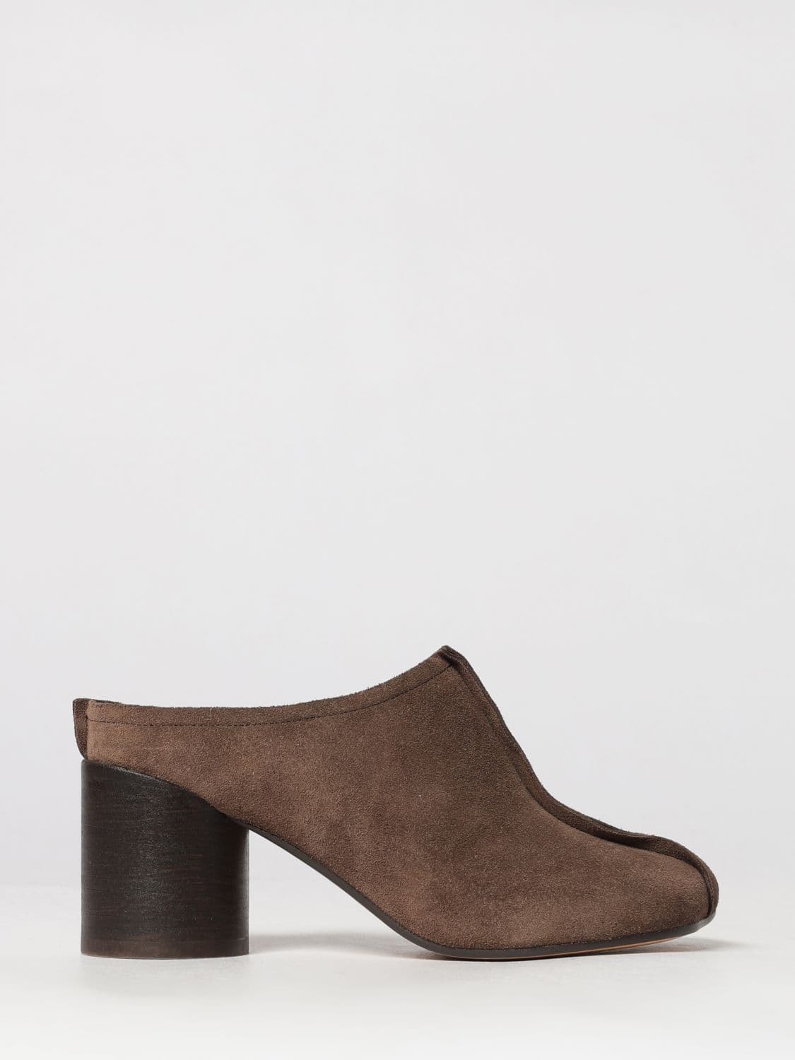 Mm6 Maison Margiela Anatomic Suede Mules with Cylindrical Heel