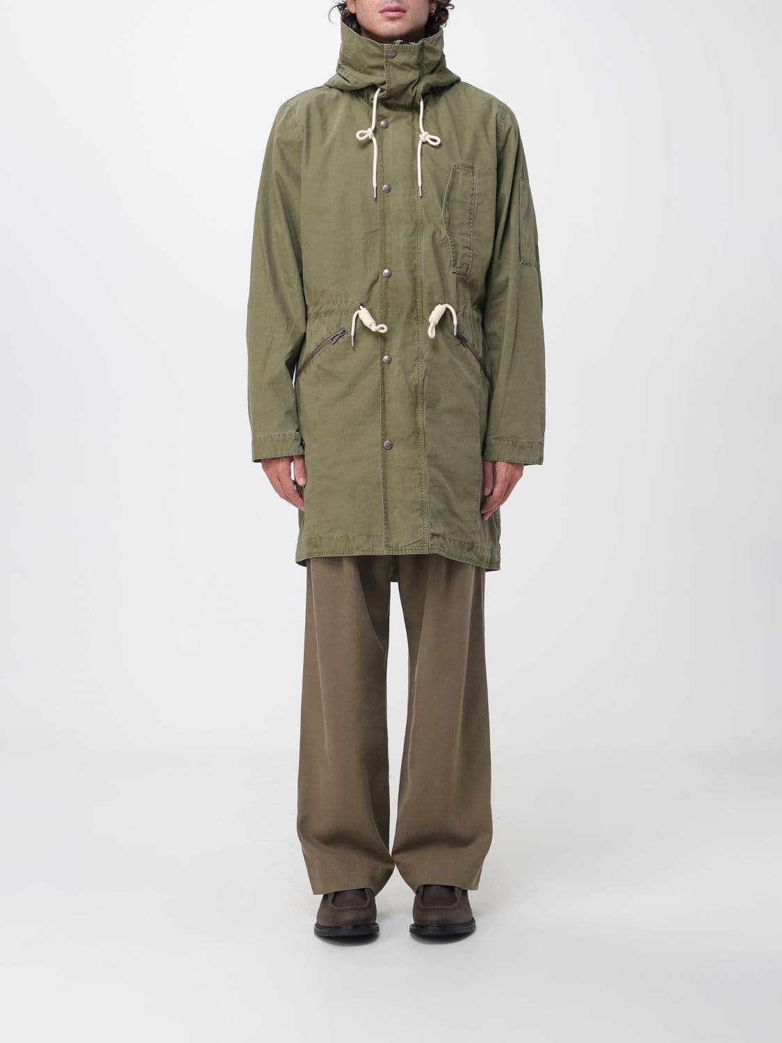 Paul Smith Knee-Length Hooded Cotton Parka with Drawstring Waist