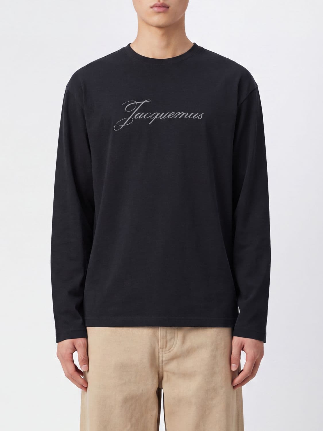 Jacquemus Long-Sleeved Organic Cotton and Hemp T-Shirt with Logo Print